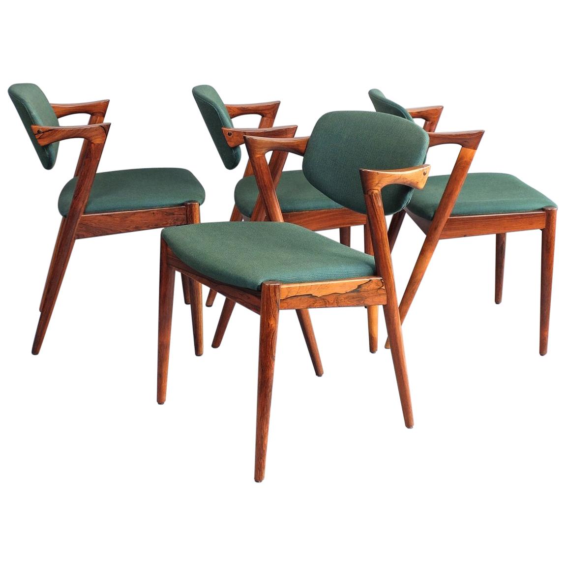 Kai Kristiansen Model 42 Rosewood Z chair Set of Four 1960s 