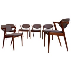 Kai Kristiansen Model 42 Teak Dining Chairs, Set of 6