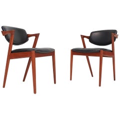 Kai Kristiansen Model 42 Teak Frame Dining Chairs, Schou Andersen, 1960s