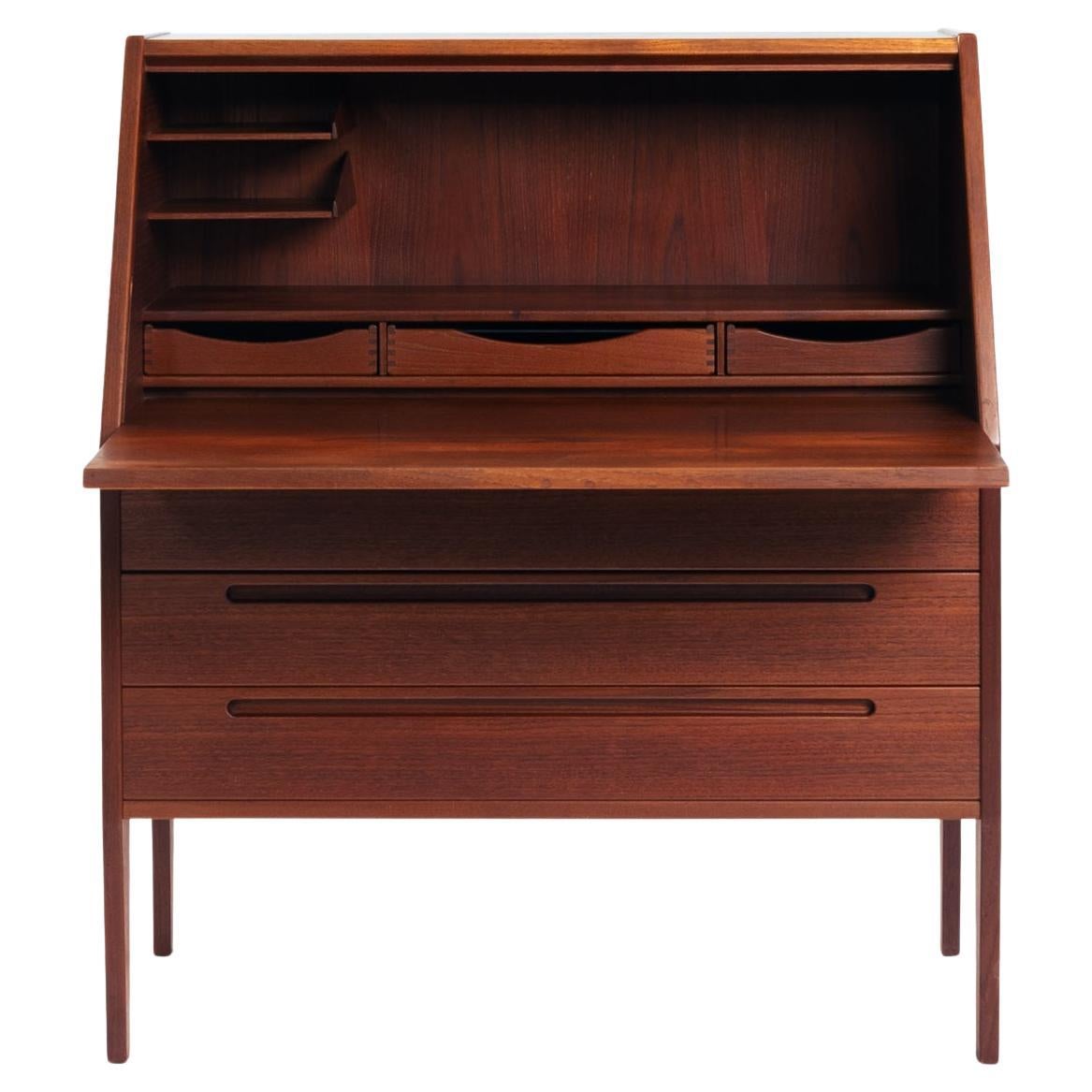 Kai Kristiansen model 63 desk teak secretaire with vanity mirror, 1960s