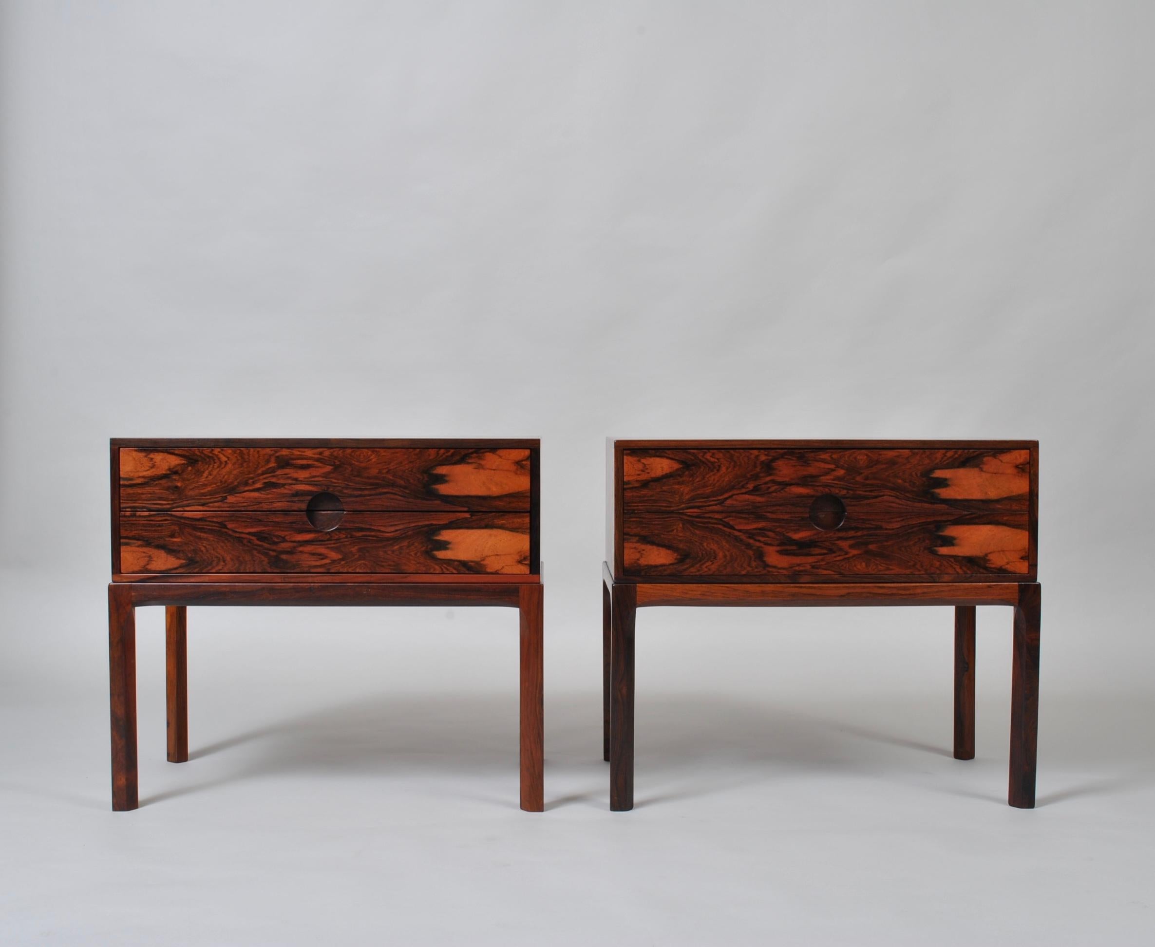 Hardwood Kai Kristiansen Nightstands or End Tables, Aksel Kjersgaard