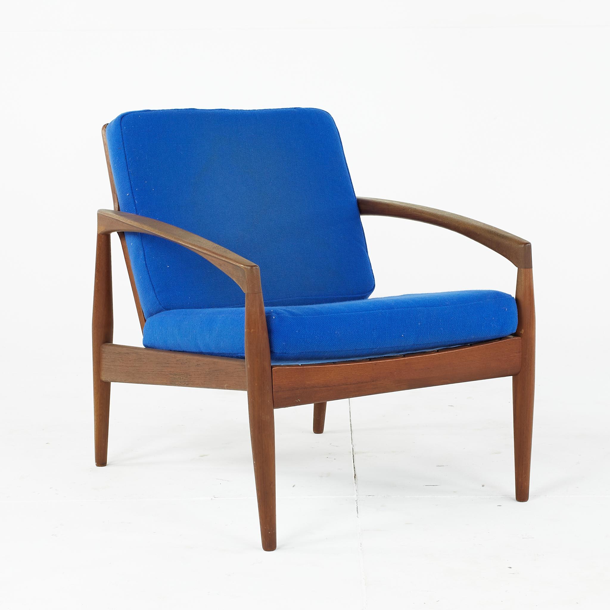 Mid-Century Modern Kai Kristiansen No 121 Mid Century Paper Knife Teak Lounge Chairs, Pair For Sale