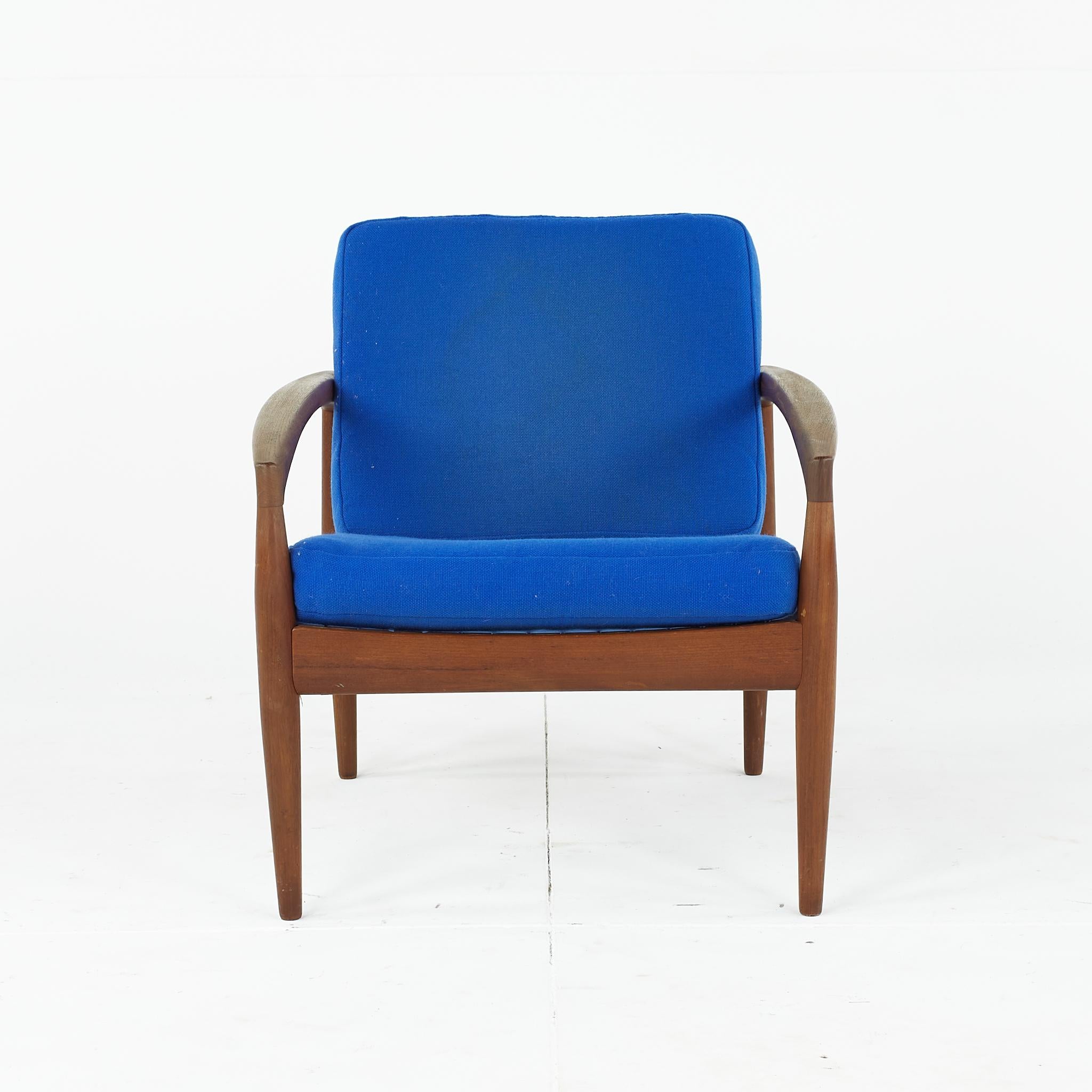 Danish Kai Kristiansen No 121 Mid Century Paper Knife Teak Lounge Chairs, Pair For Sale