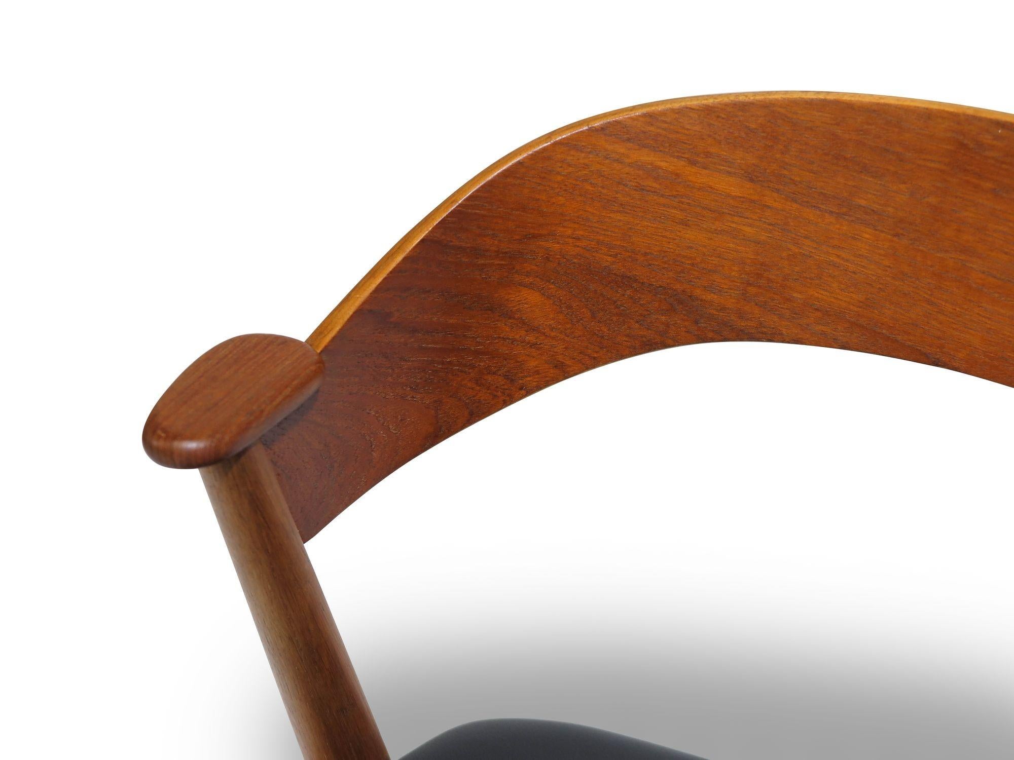 Oiled Kai Kristiansen Oak and Teak Curved Back Dining Chairs For Sale