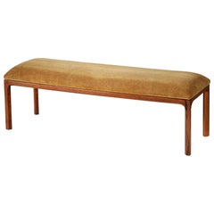 Kai Kristiansen Oak and Velvet Bench, circa 1960