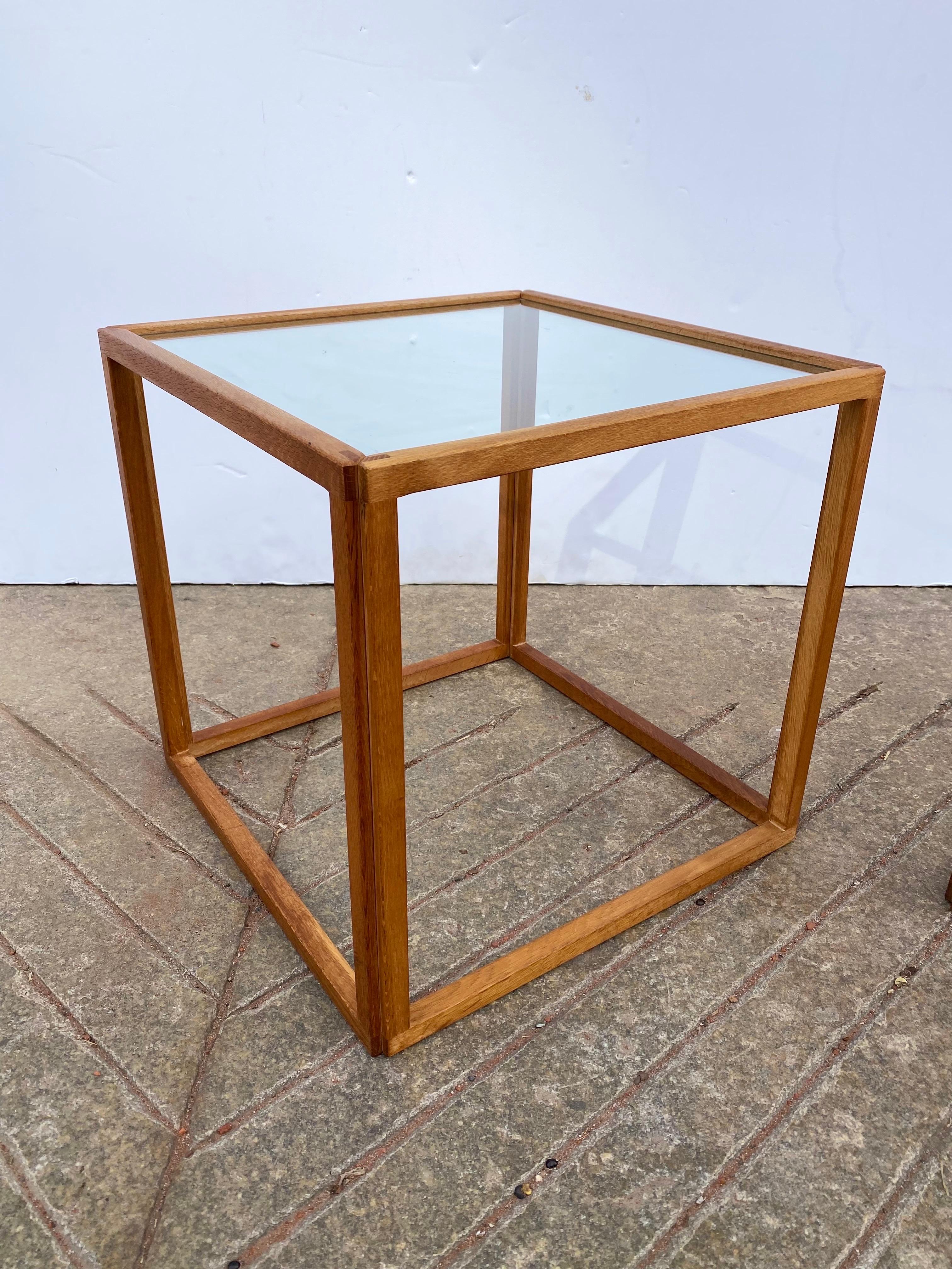 Kai Kristiansen Pair Glass and Oak Danish Tables 4