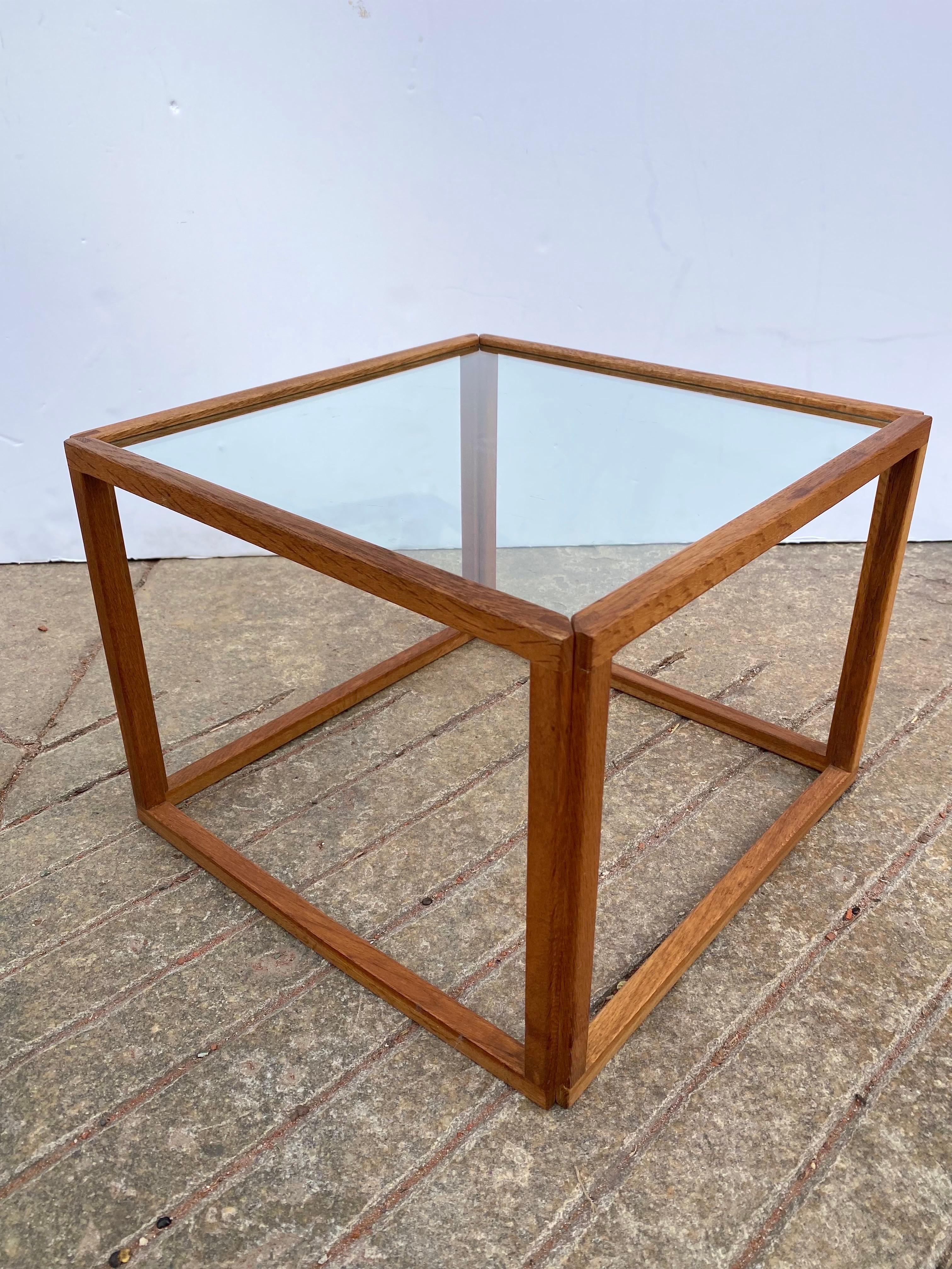 Mid-20th Century Kai Kristiansen Pair Glass and Oak Danish Tables