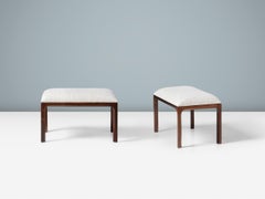 Kai Kristiansen, Paar Ottomane aus Rosenholz und Stoff, ca. 1950er Jahre