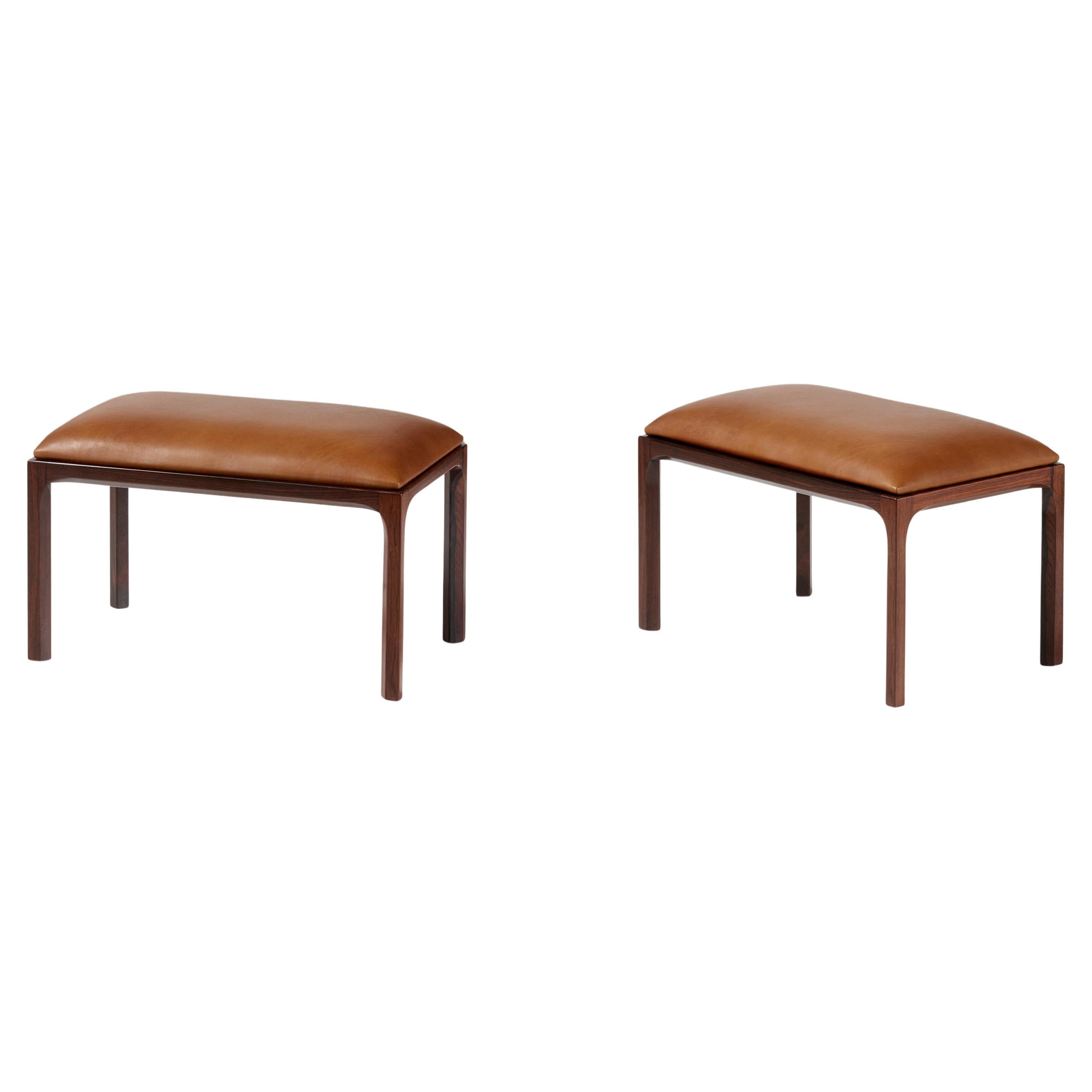 Kai Kristiansen Paar Palisander & Leder Ottomane im Angebot