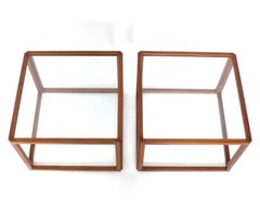 Kai Kristiansen Pair of Teak Cube Side Tables or Nightstands Danish Modern