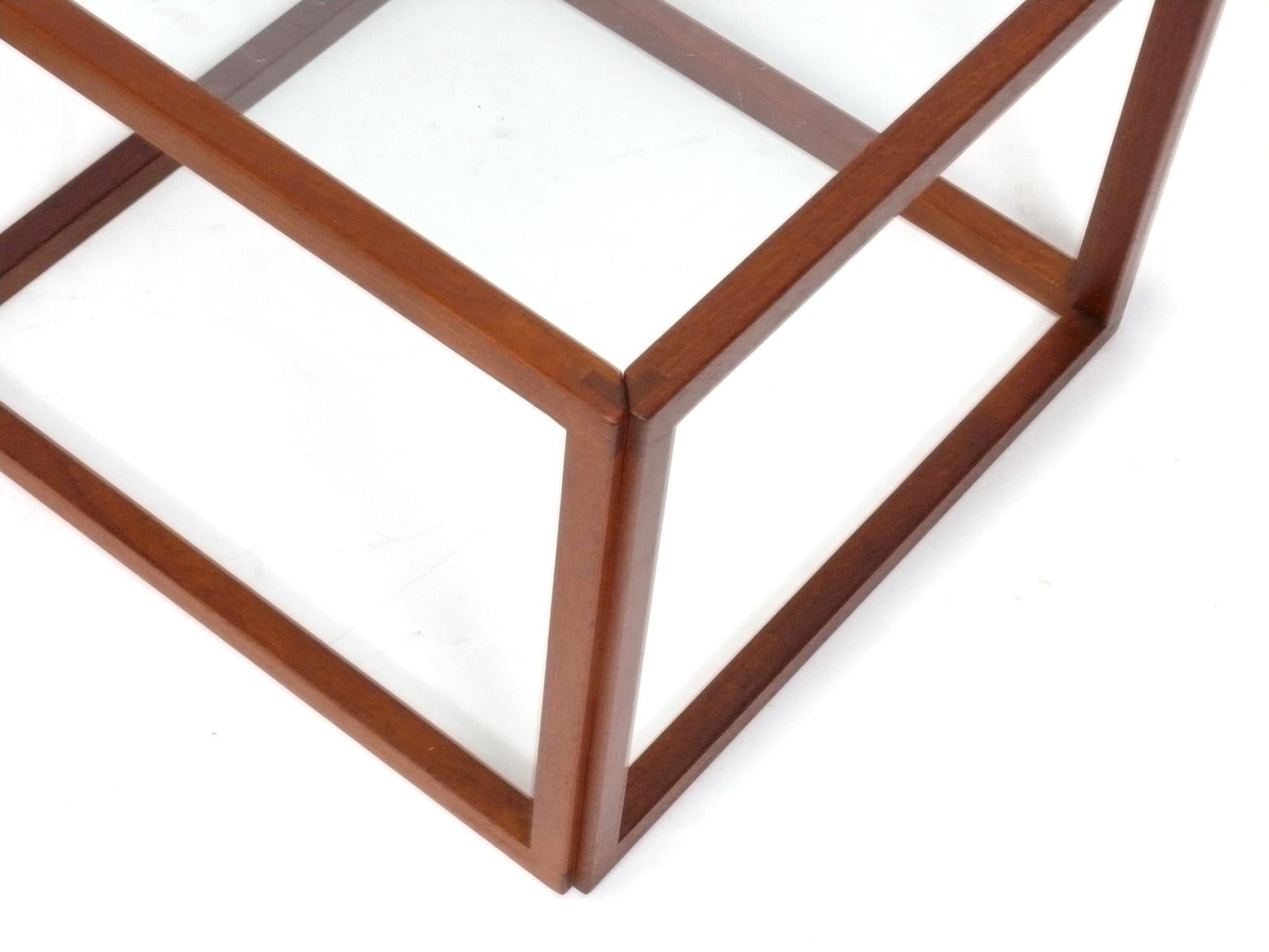 Kai Kristiansen Pair of Teak Cube Side Tables or Nightstands In Good Condition In Atlanta, GA