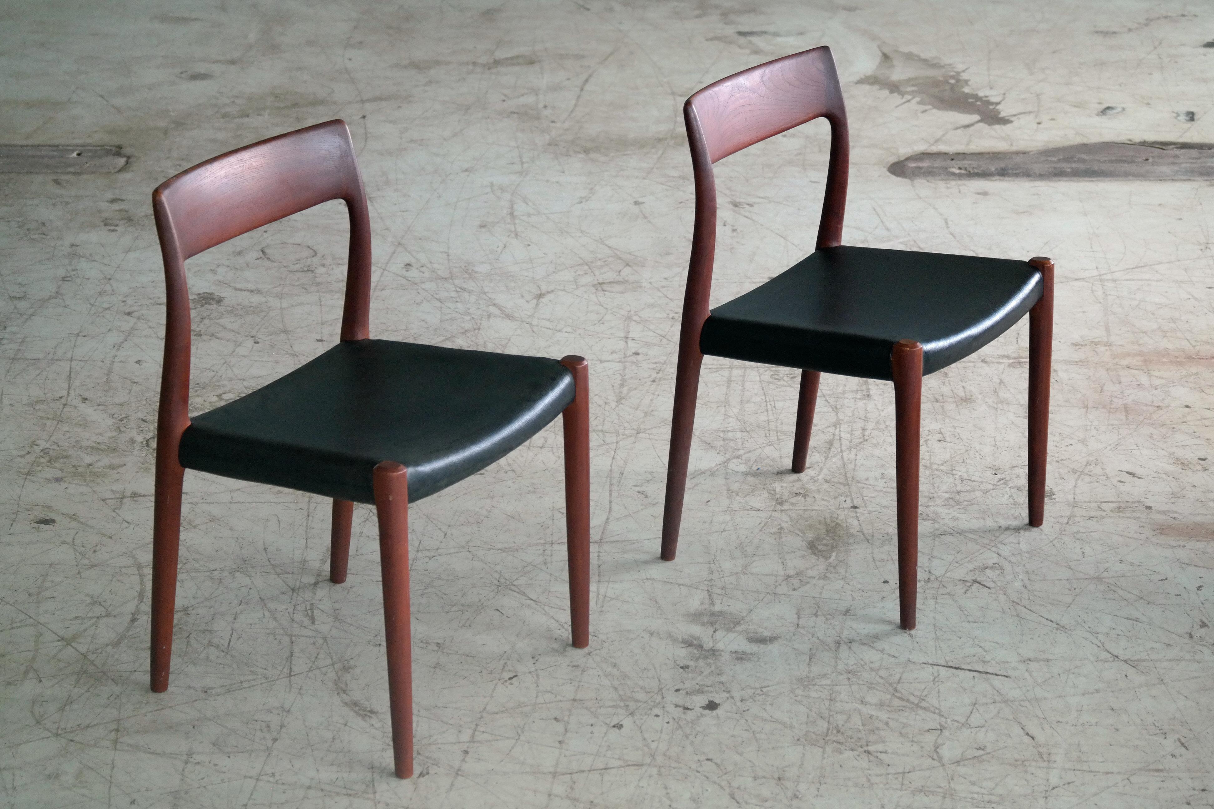 Danish Kai Kristiansen Pair of Teak Dining or Side Chairs for K.S. Mobler, Denmark