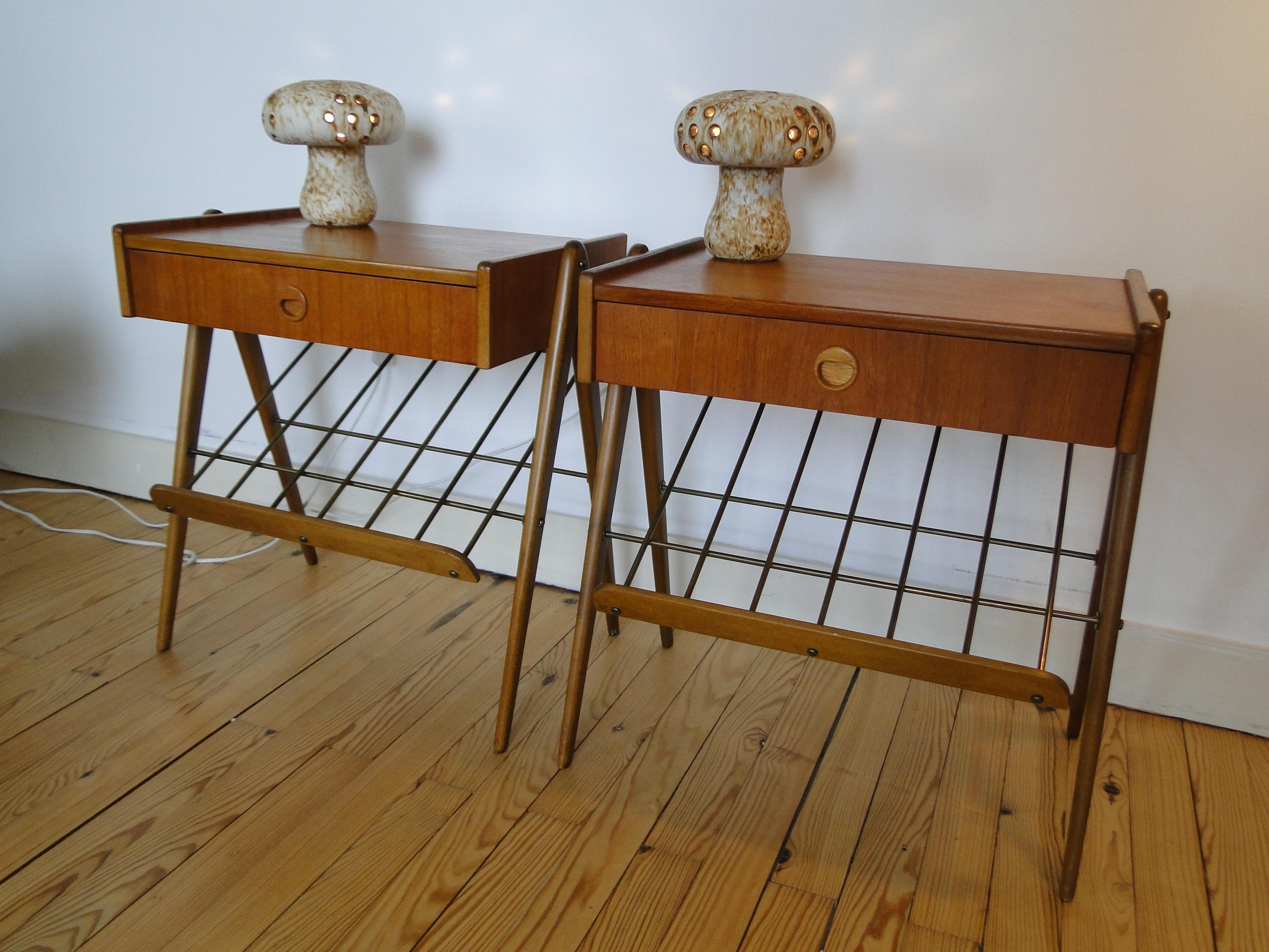 Kai Kristiansen Pair Teak Nightstands Bedside Tables Danish In Good Condition In Lège Cap Ferret, FR
