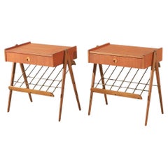 Kai Kristiansen Pair Teak Nightstands Bedside Tables Danish