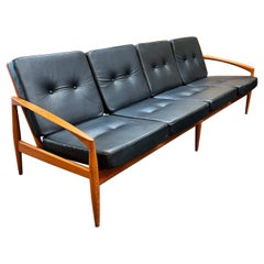 kai kristiansen paper knife 4 seat sofa teak leather mid century danish modern