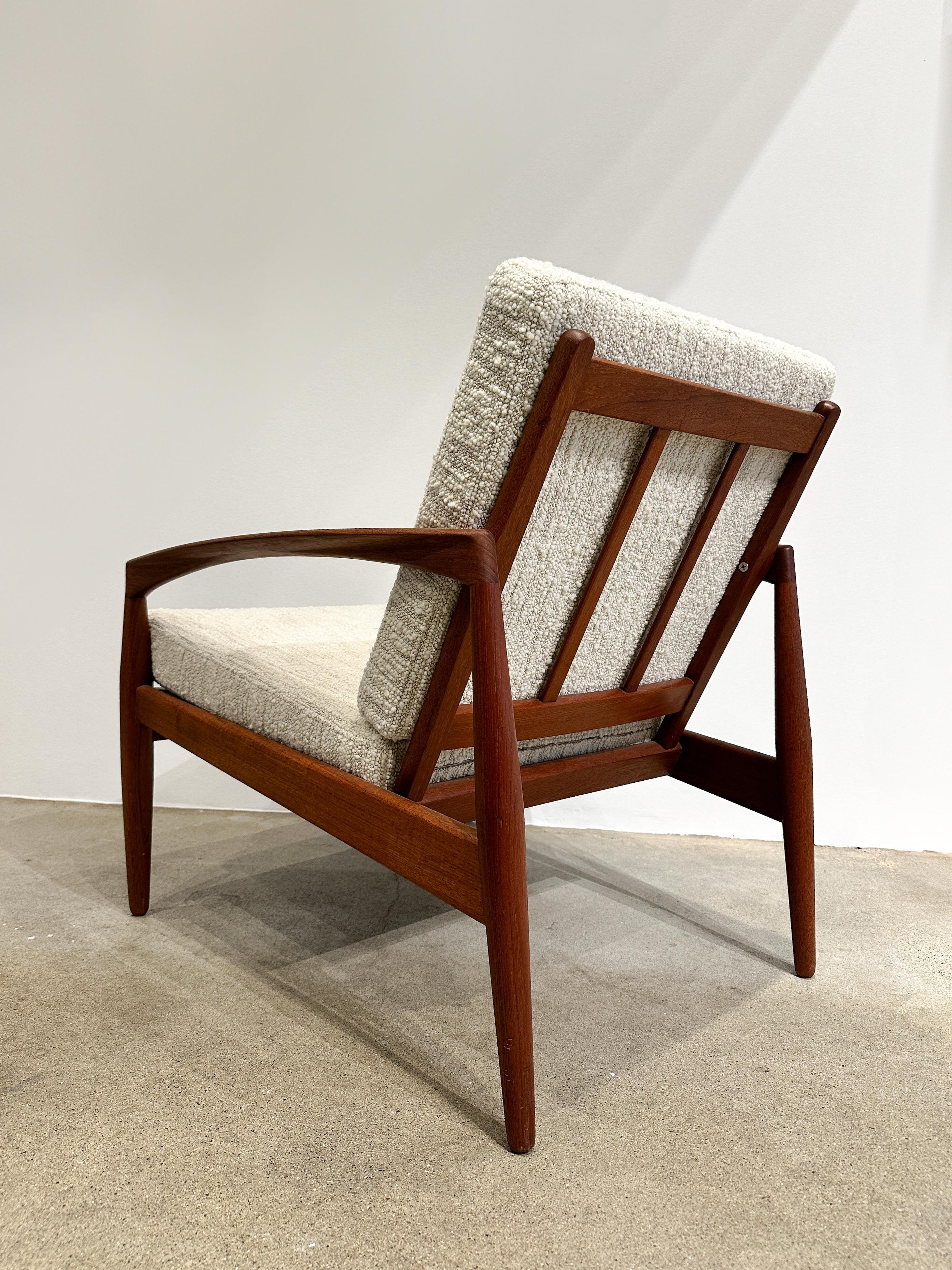 Kai Kristiansen Paper Knife Lounge Chair Teak & Bouclé Wool Dedar 1960s Easy For Sale 3
