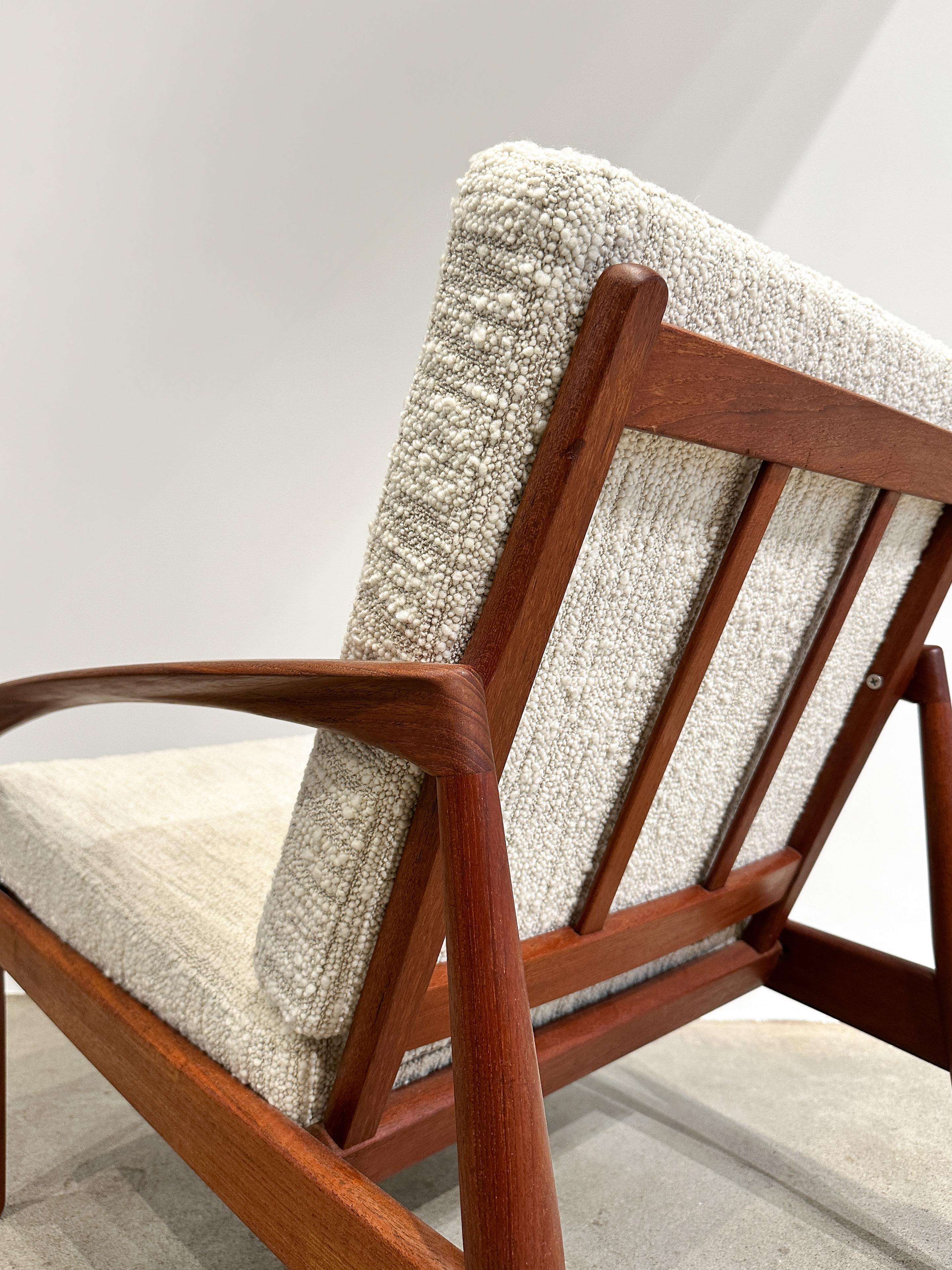 Kai Kristiansen Paper Knife Lounge Chair Teak & Bouclé Wool Dedar 1960s Easy For Sale 4