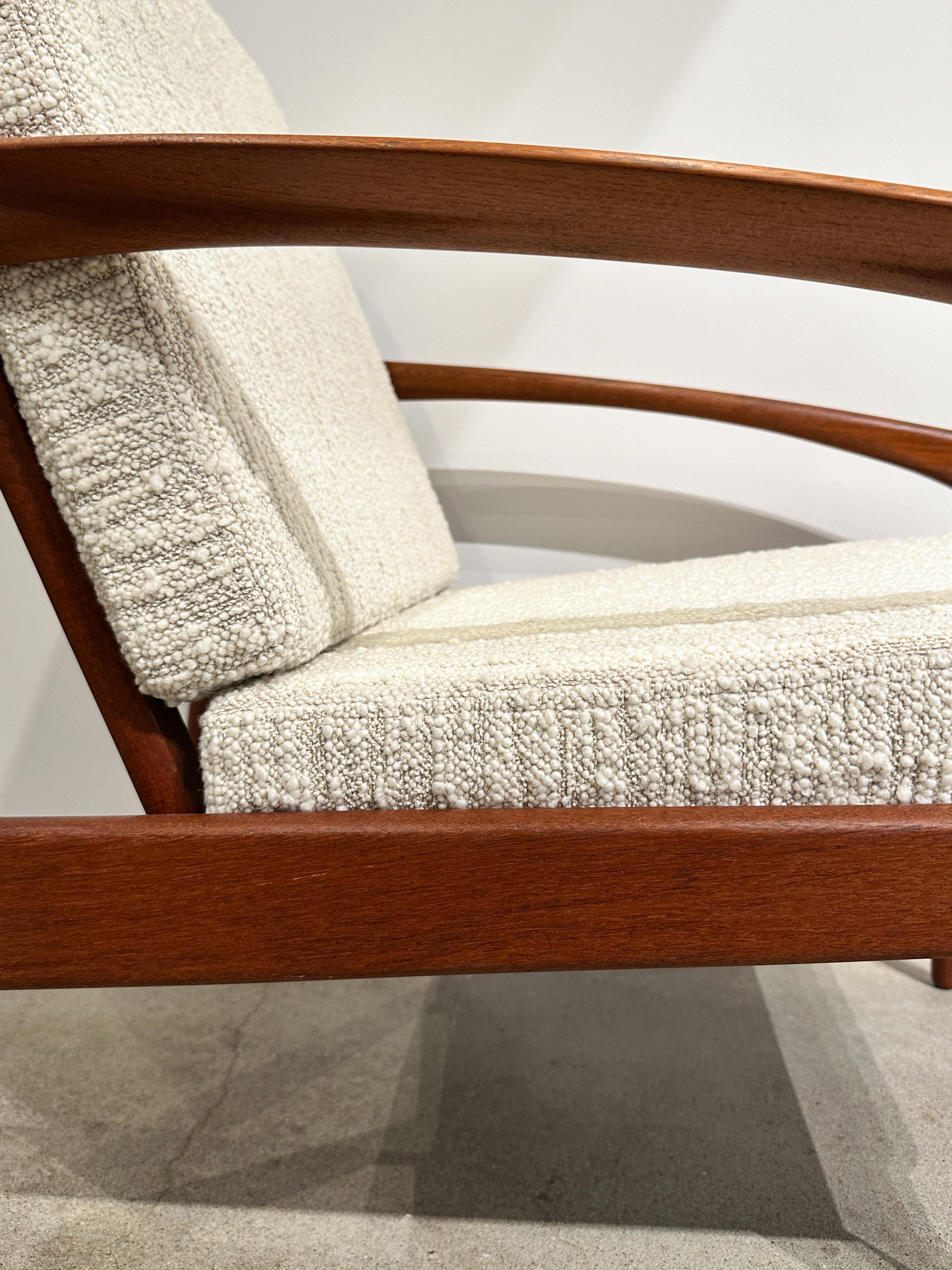 Kai Kristiansen Paper Knife Lounge Chair Teak & Bouclé Wool Dedar 1960s Easy For Sale 5