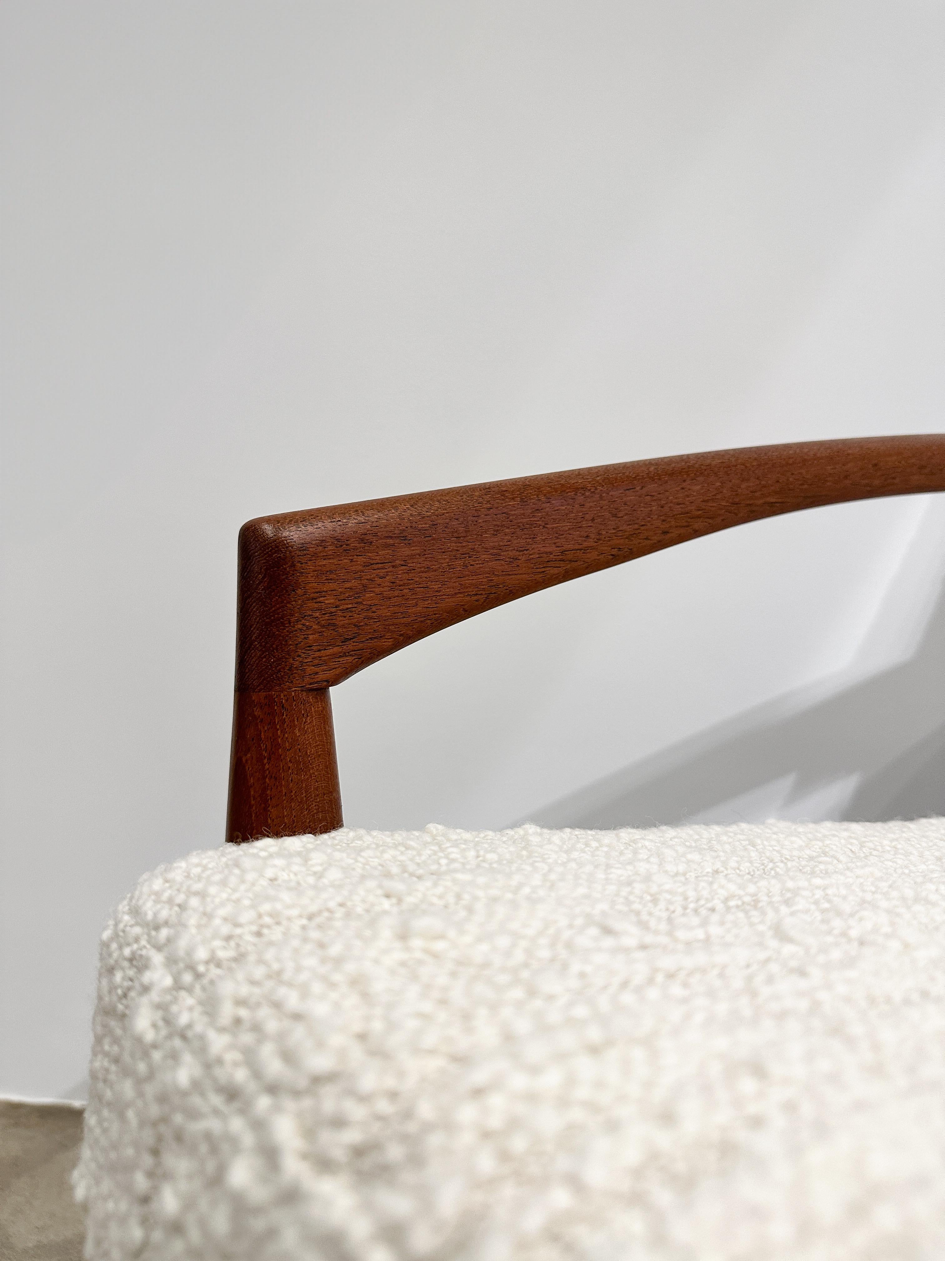 Kai Kristiansen Paper Knife Lounge Chair Teak & Bouclé Wool Dedar 1960s Easy For Sale 7