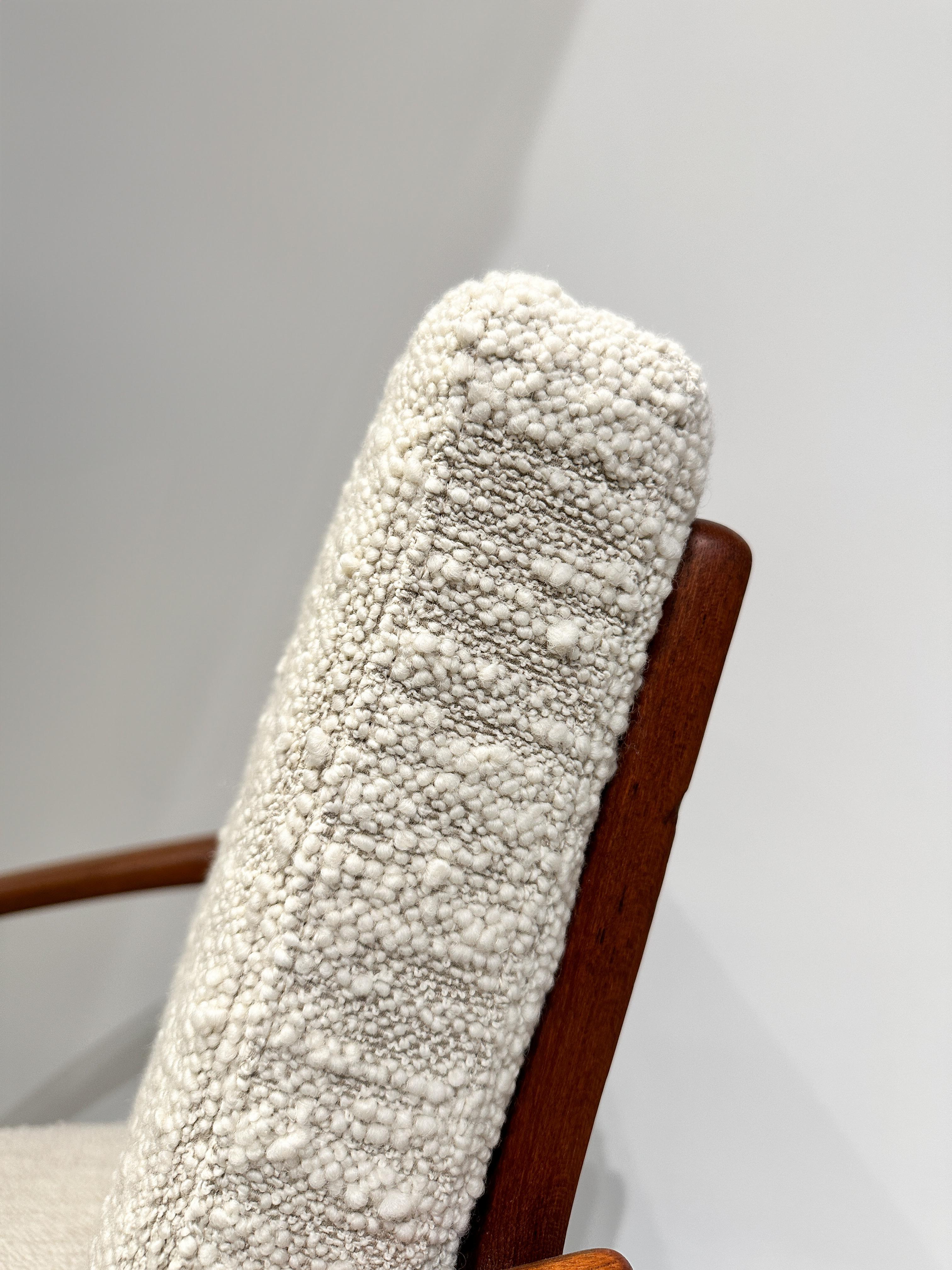 Kai Kristiansen Paper Knife Lounge Chair Teak & Bouclé Wool Dedar 1960s Easy For Sale 11