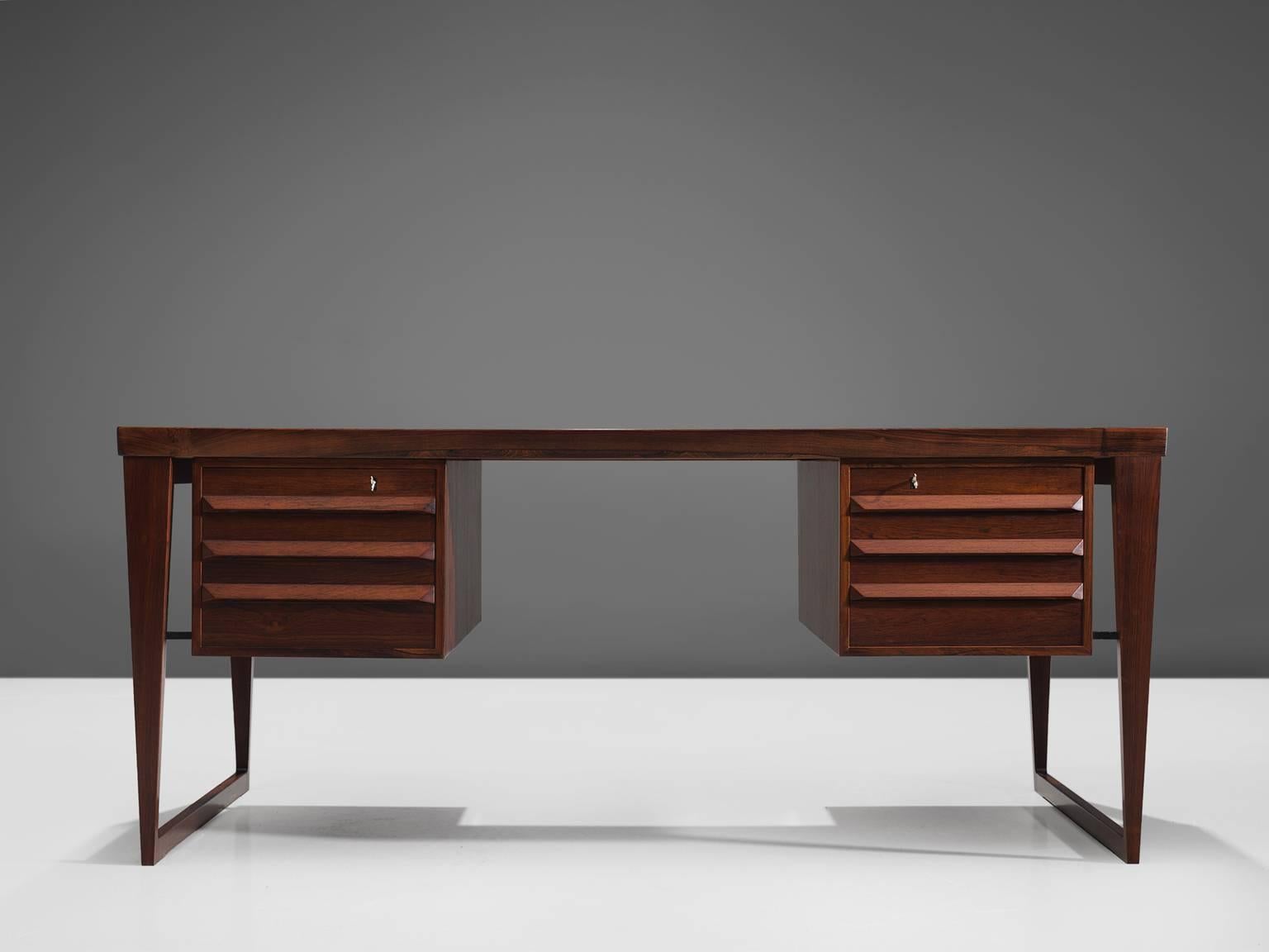Scandinavian Modern Kai Kristiansen Restored Executive Desk in Rosewood