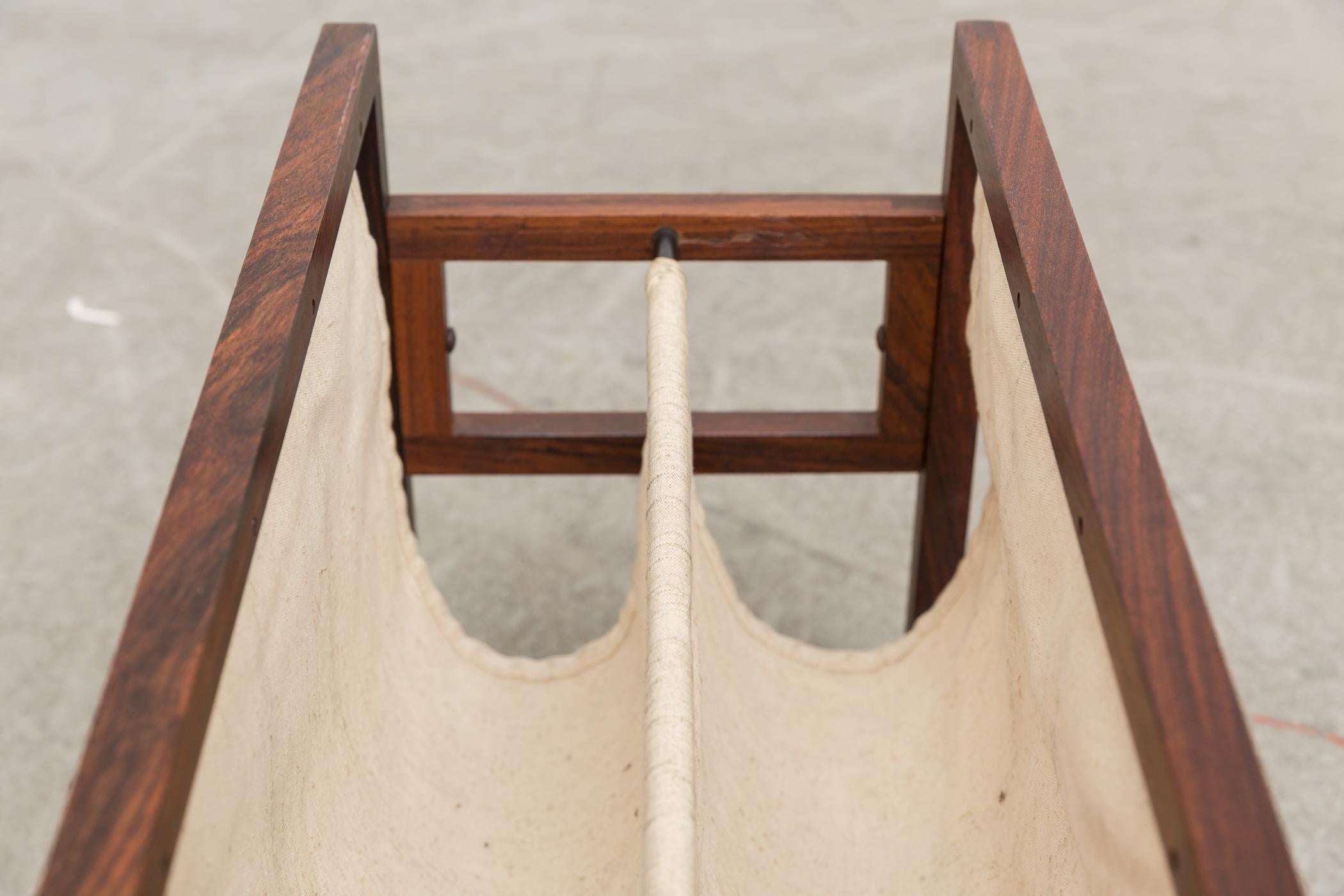 Kai Kristiansen Rosewood and Canvas Magazine Rack 1