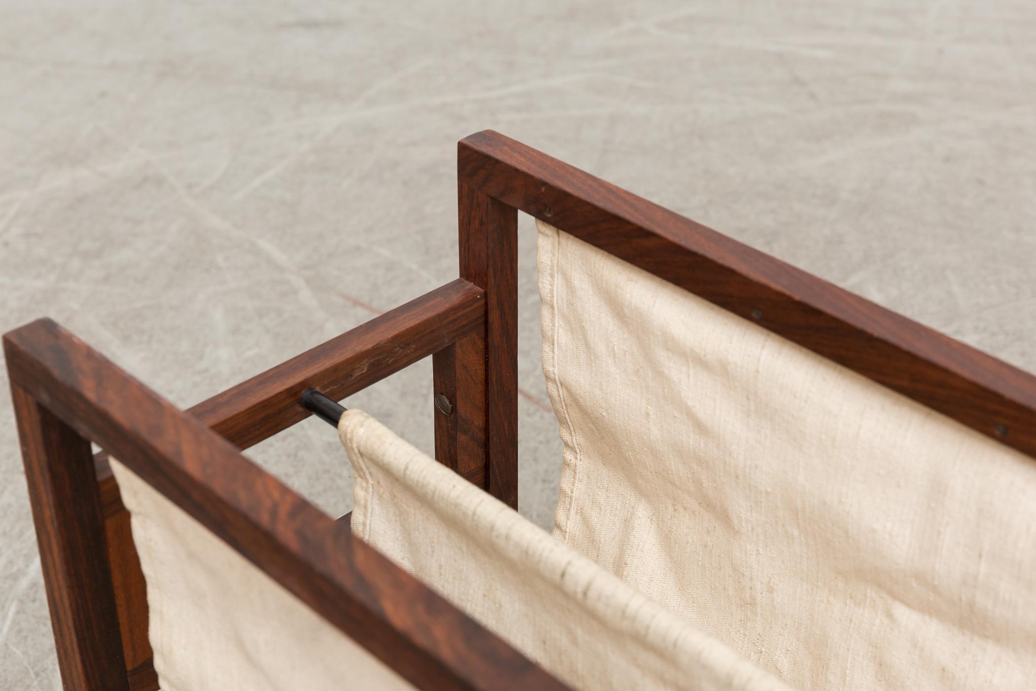 Kai Kristiansen Rosewood and Canvas Magazine Rack 2