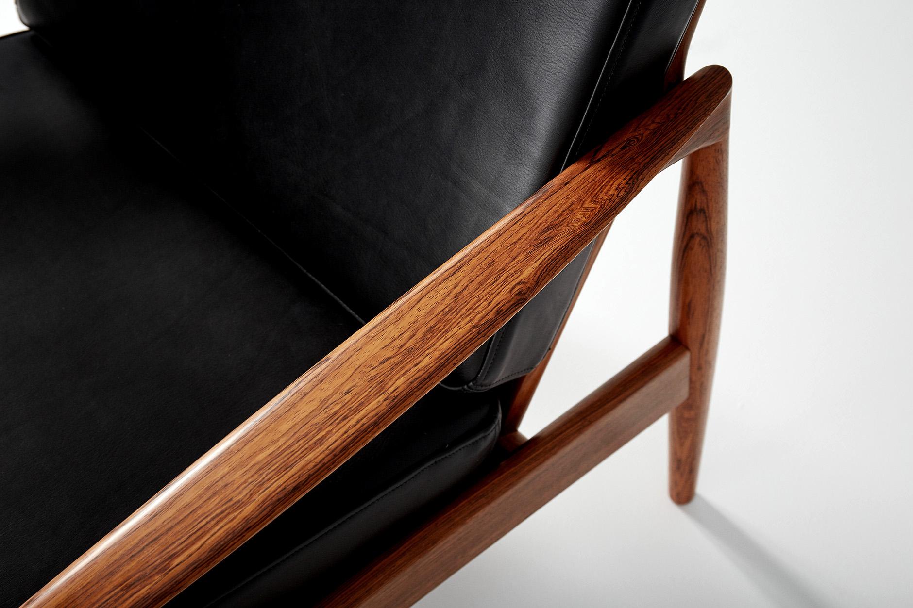 Scandinavian Modern Kai Kristiansen Rosewood and Leather Paper Knife Lounge Chair