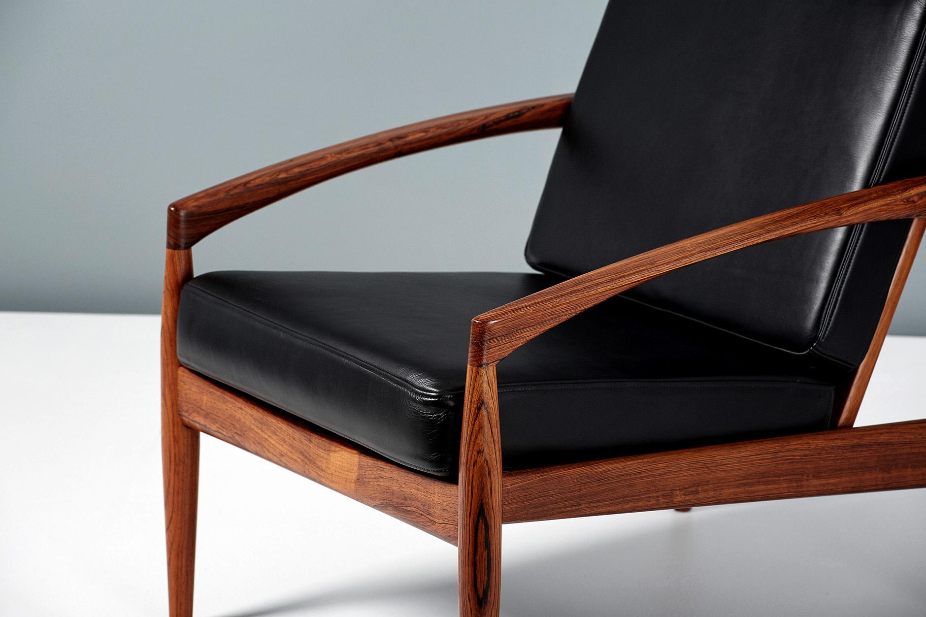 Kai Kristiansen Rosewood and Leather Paper Knife Lounge Chair In Excellent Condition In London, England