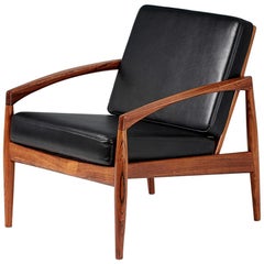 Kai Kristiansen Rosewood and Leather Paper Knife Lounge Chair