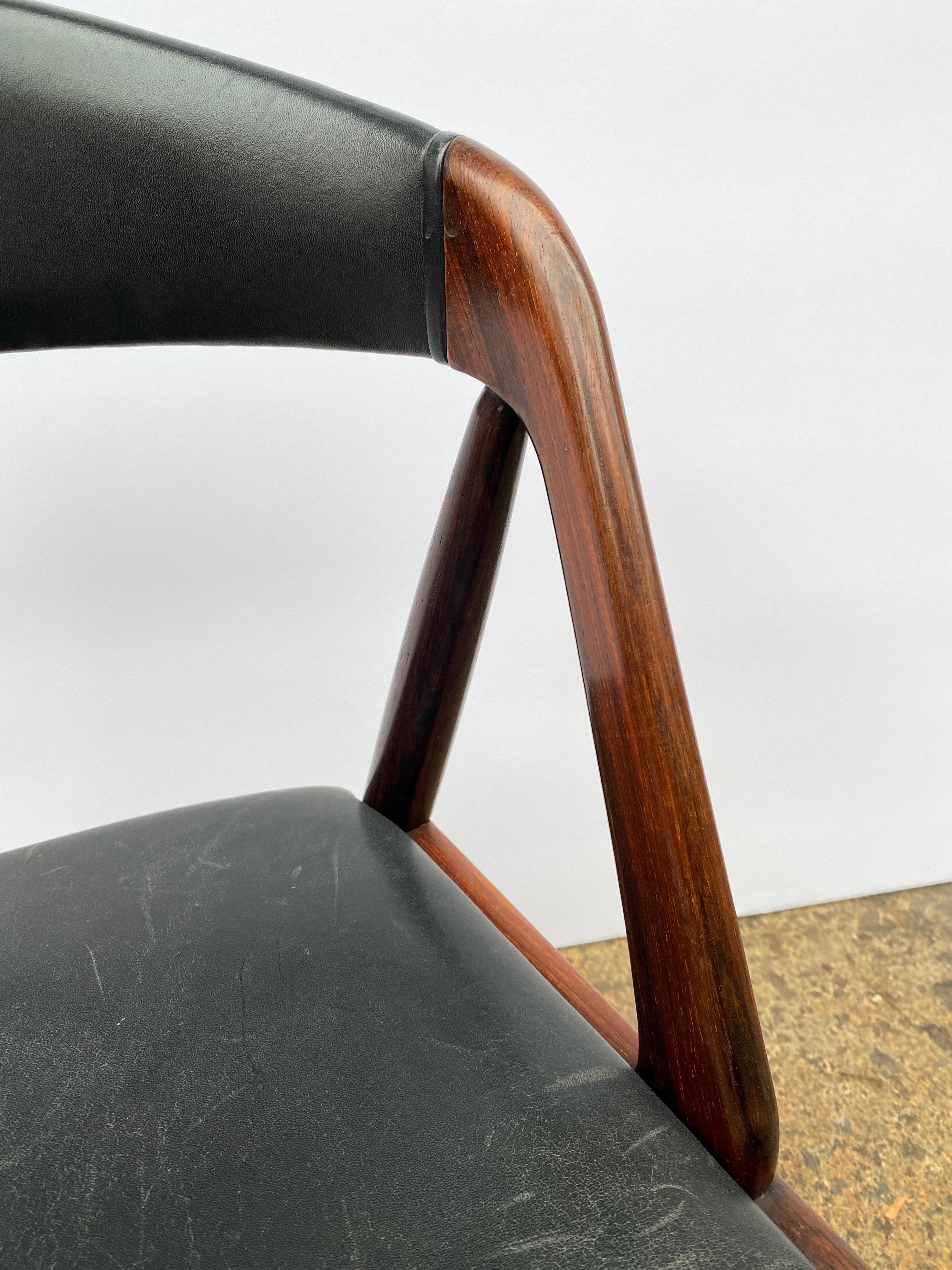 Leather Kai Kristiansen Rosewood Chair Model 31