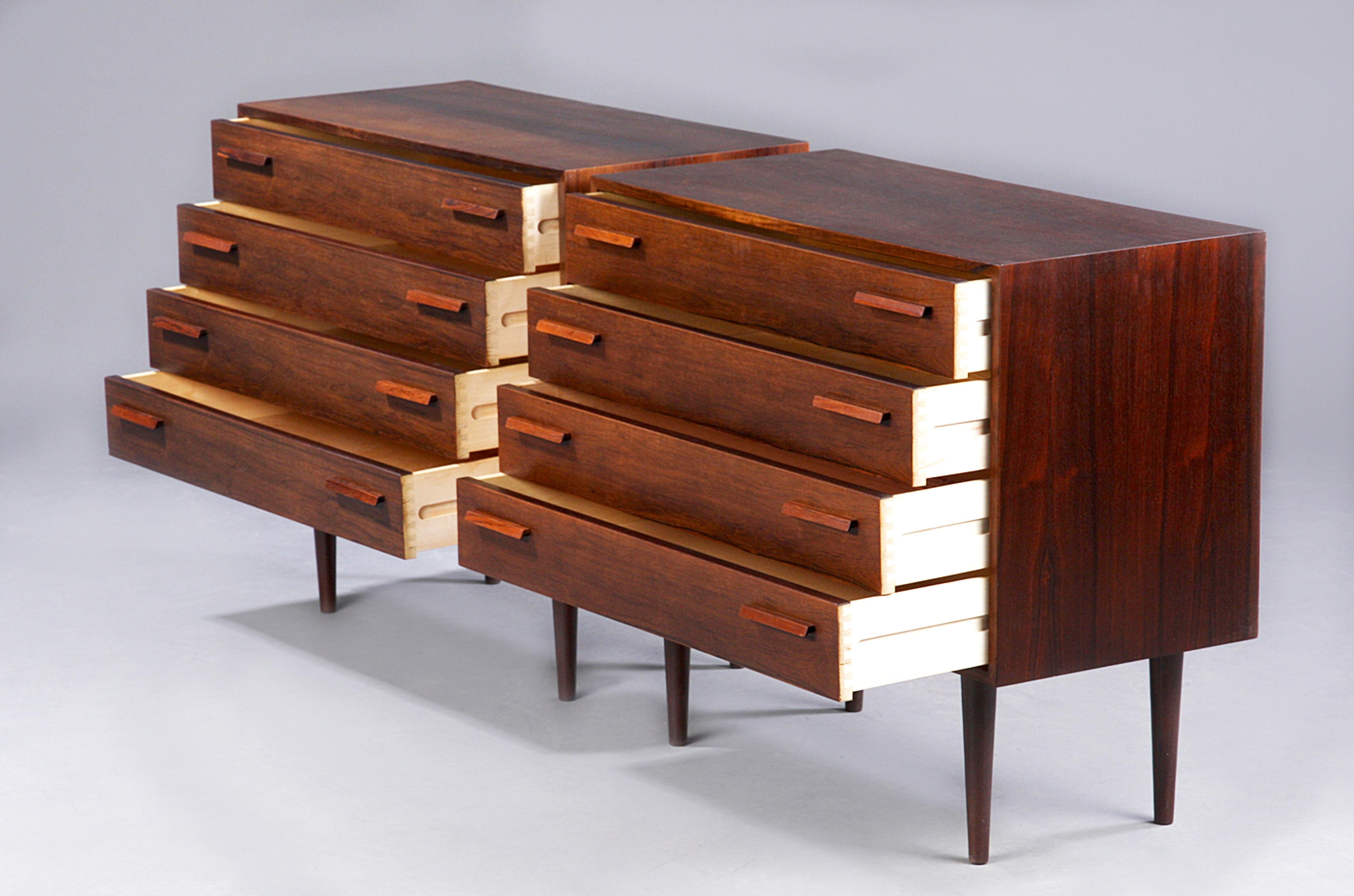 Kai Kristiansen Mid-Century Modern Danish rosewood chests for Feldballe Møbelfabrik, one pair.