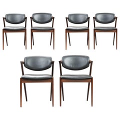 Kai Kristiansen Rosewood Dining Chairs, Model 42, Set of Six