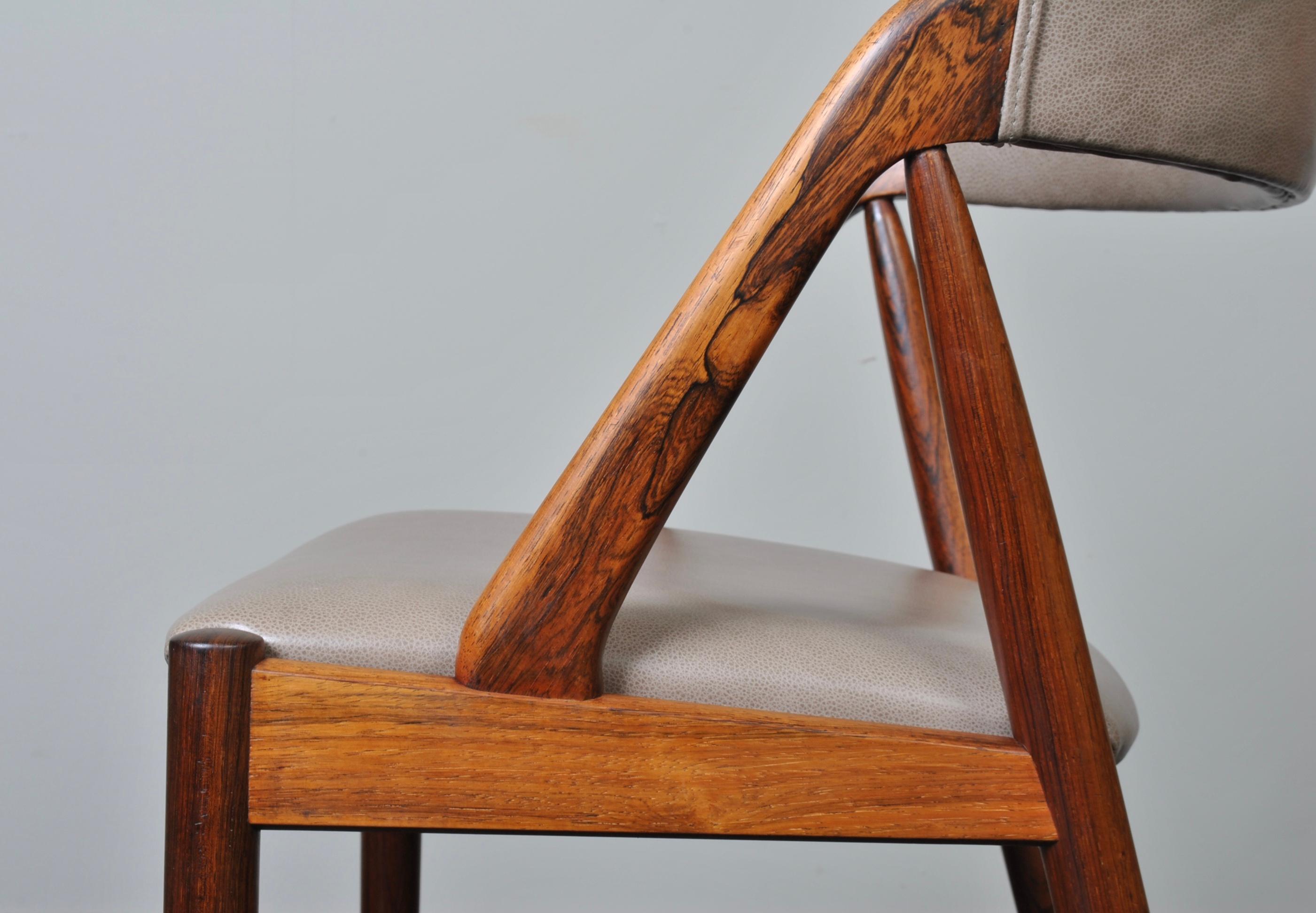 Leather Kai Kristiansen Rosewood Model 31 Chairs, 5 Available