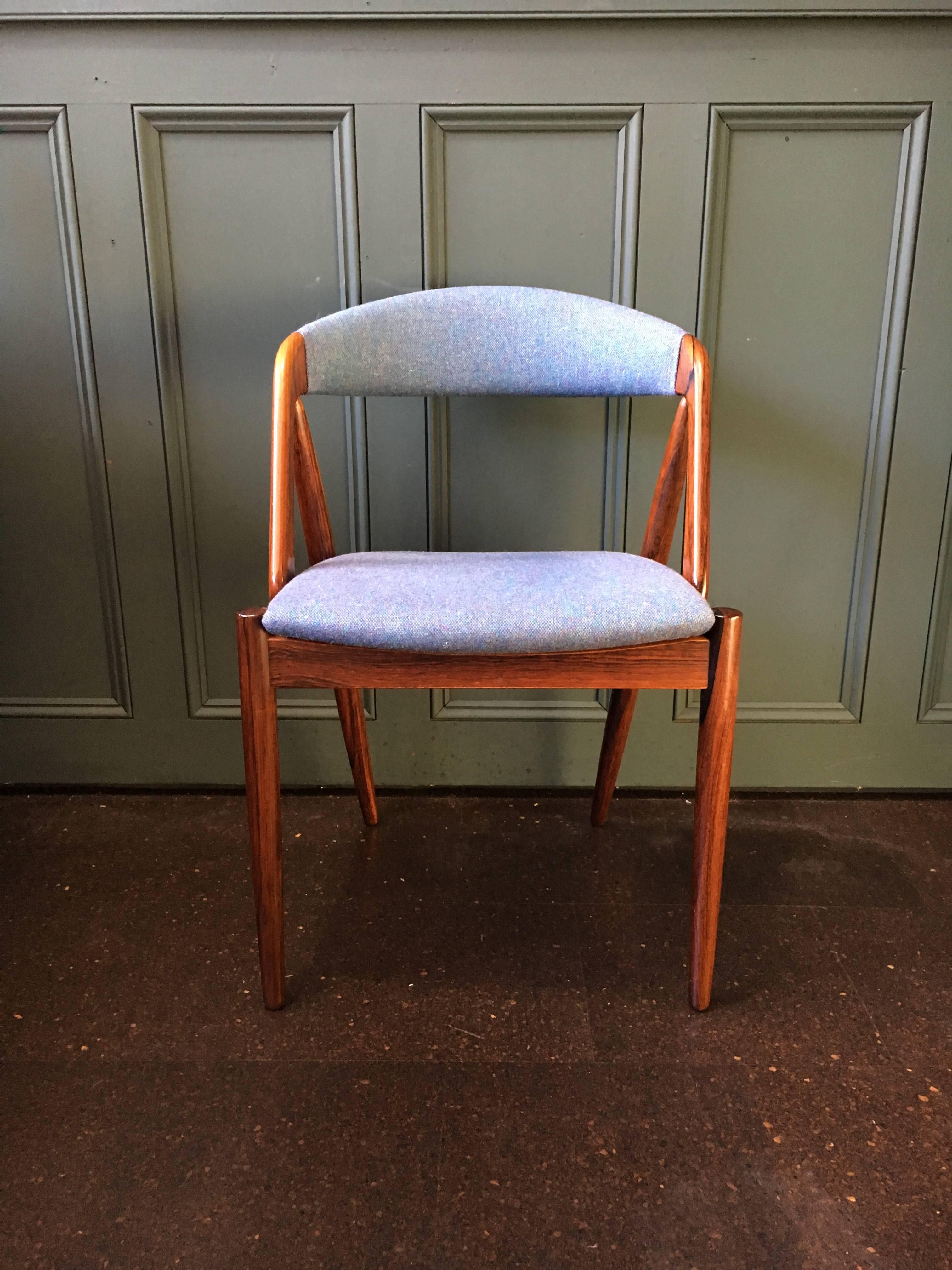 Cotton Kai Kristiansen Rosewood Model 31 Chairs, Reupholstered, Set of 10.