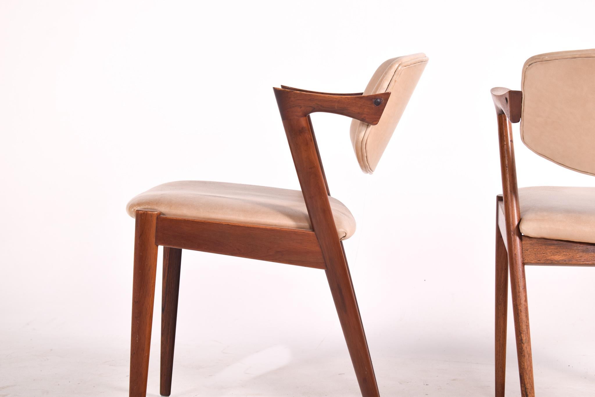 Mid-20th Century Kai Kristiansen Rosewood Model 42 Dining Chairs