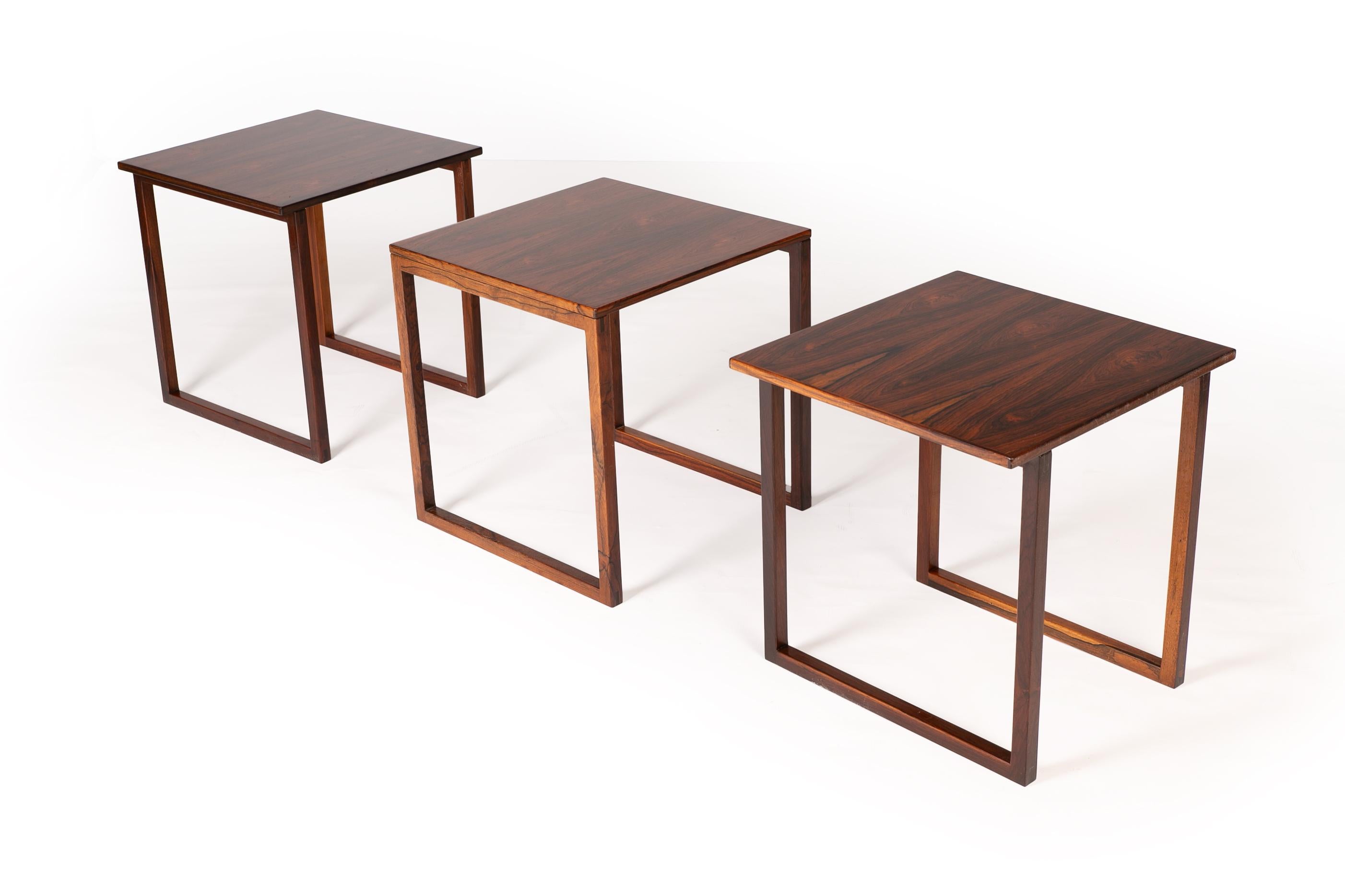 Kai Kristiansen rosewood nesting tables In Good Condition For Sale In Dublin, IE