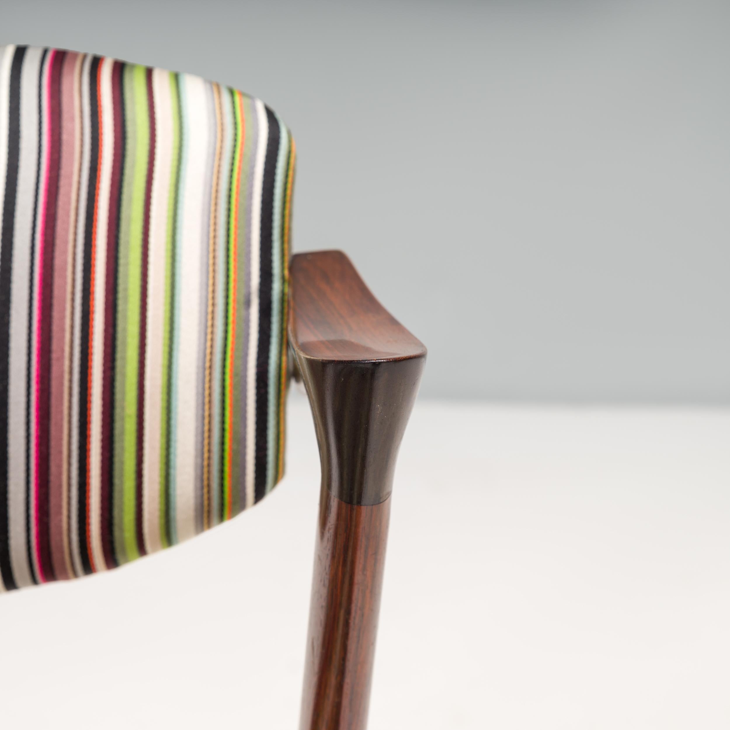 Kai Kristiansen Rosewood No 42 Dining Chairs with Paul Smith Fabric, Set of 2 For Sale 6