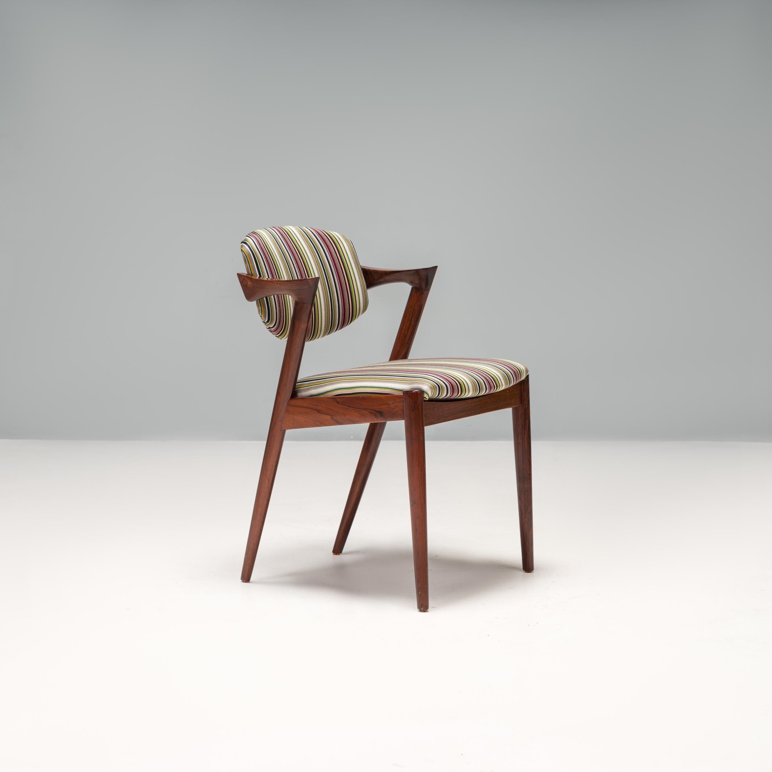 Kai Kristiansen Rosewood No 42 Dining Chairs with Paul Smith Fabric, Set of 2 1