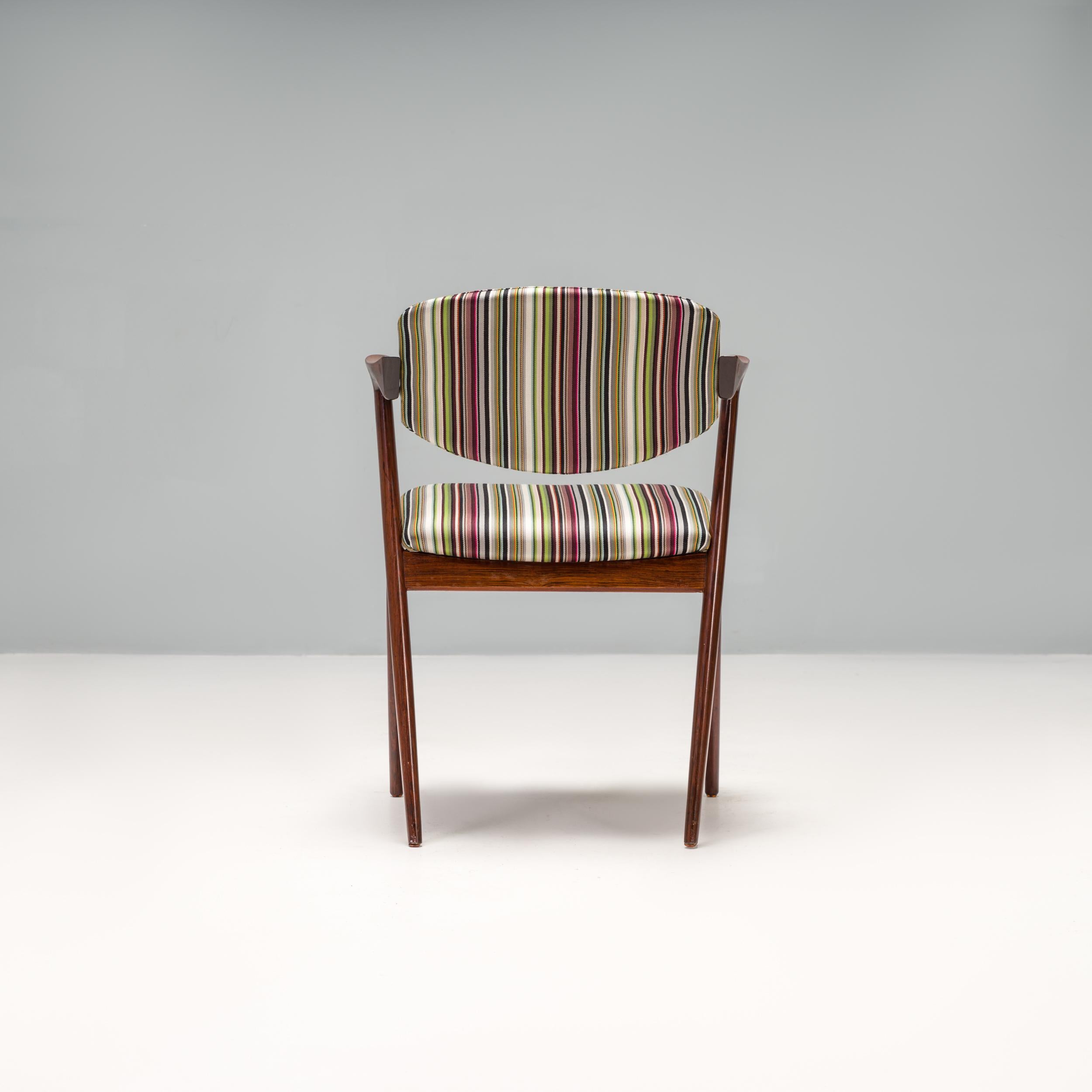 Kai Kristiansen Rosewood No 42 Dining Chairs with Paul Smith Fabric, Set of 2 3