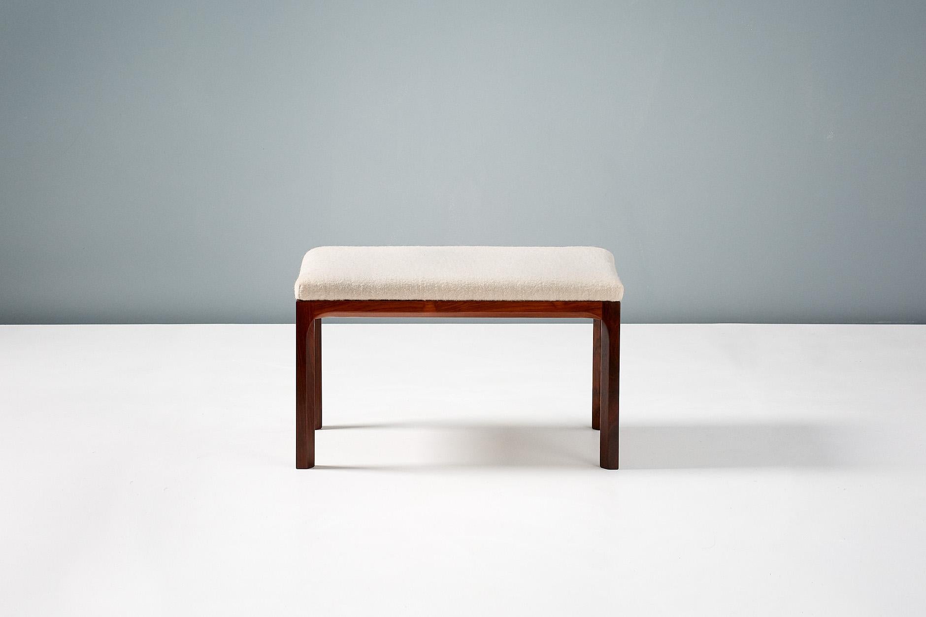 Kai Kristiansen ottoman produced by Aksel Kjersgaard in Denmark, circa 1950s. The seat has been reupholstered in off-white pure wool fabric from Chase Erwin UK.
 
          