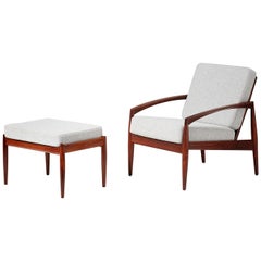 Kai Kristiansen Rosewood Paper Knife Lounge Chair and Ottoman, 1950s