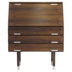Kai Kristiansen Rosewood Secretary with Aluminum Inlaid Pulls