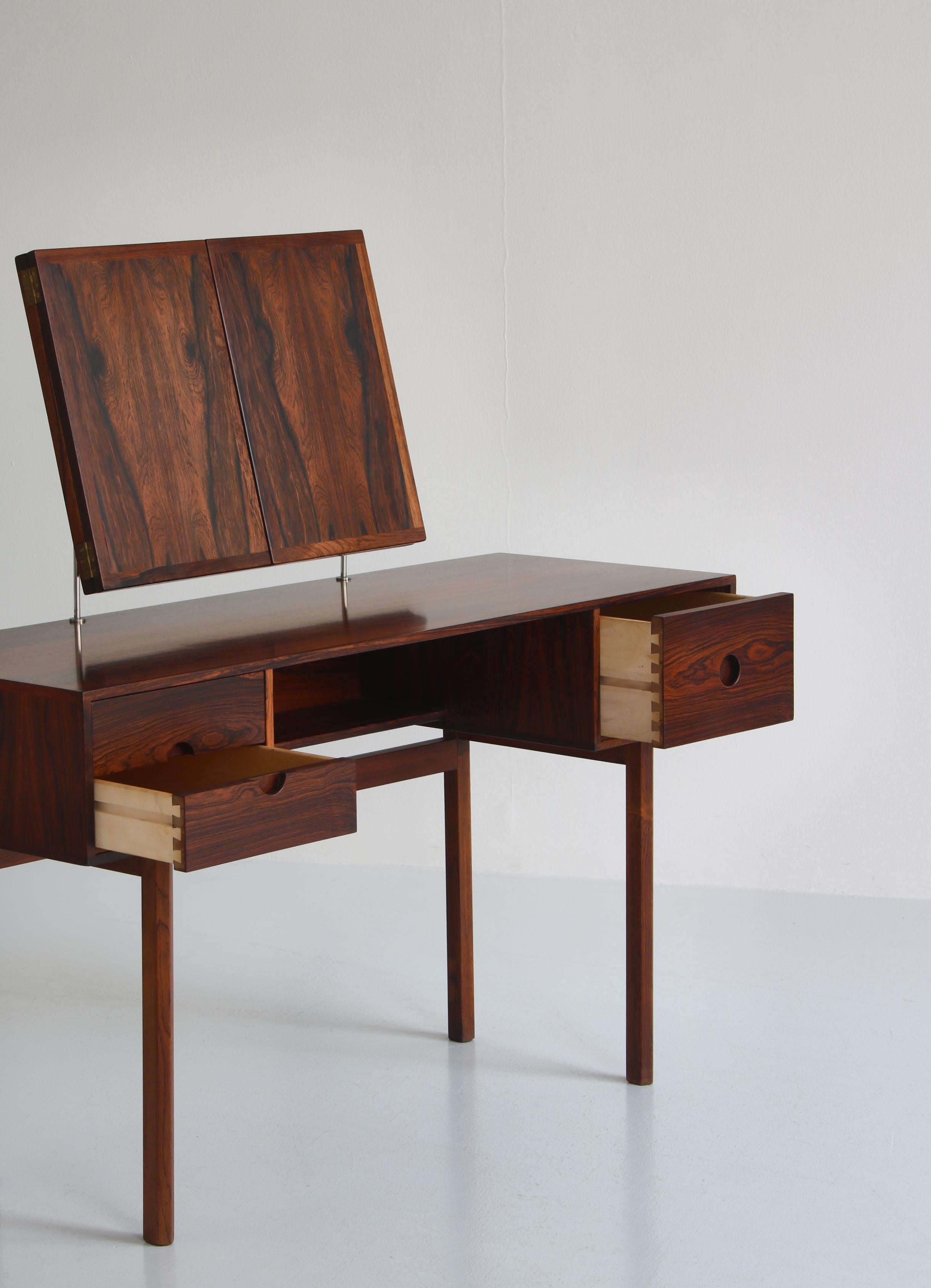 Kai Kristiansen Rosewood Vanity Table with Mirrors by Aksel Kjersgaard, 1960s 7