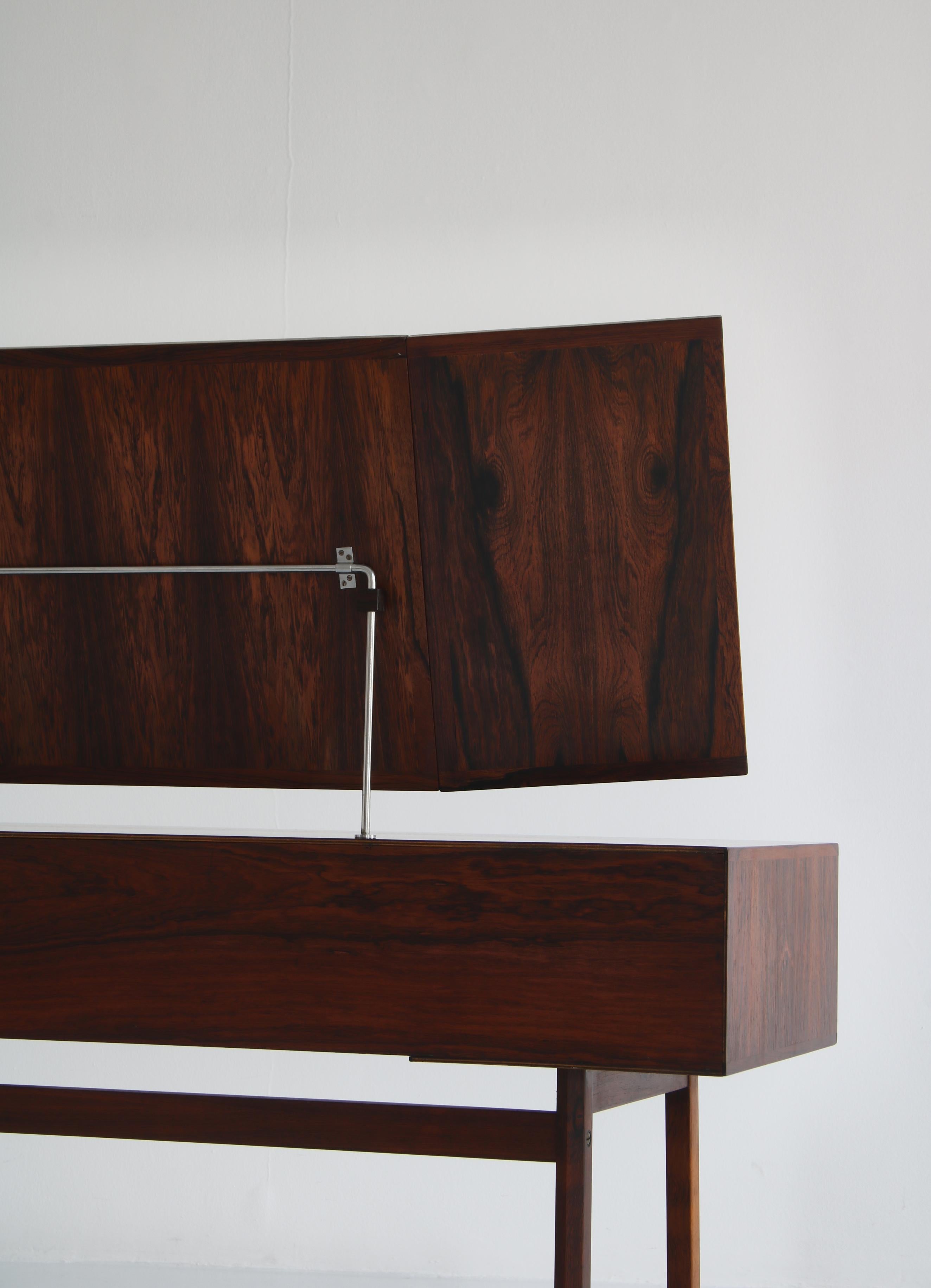 Kai Kristiansen Rosewood Vanity Table with Mirrors by Aksel Kjersgaard, 1960s 11