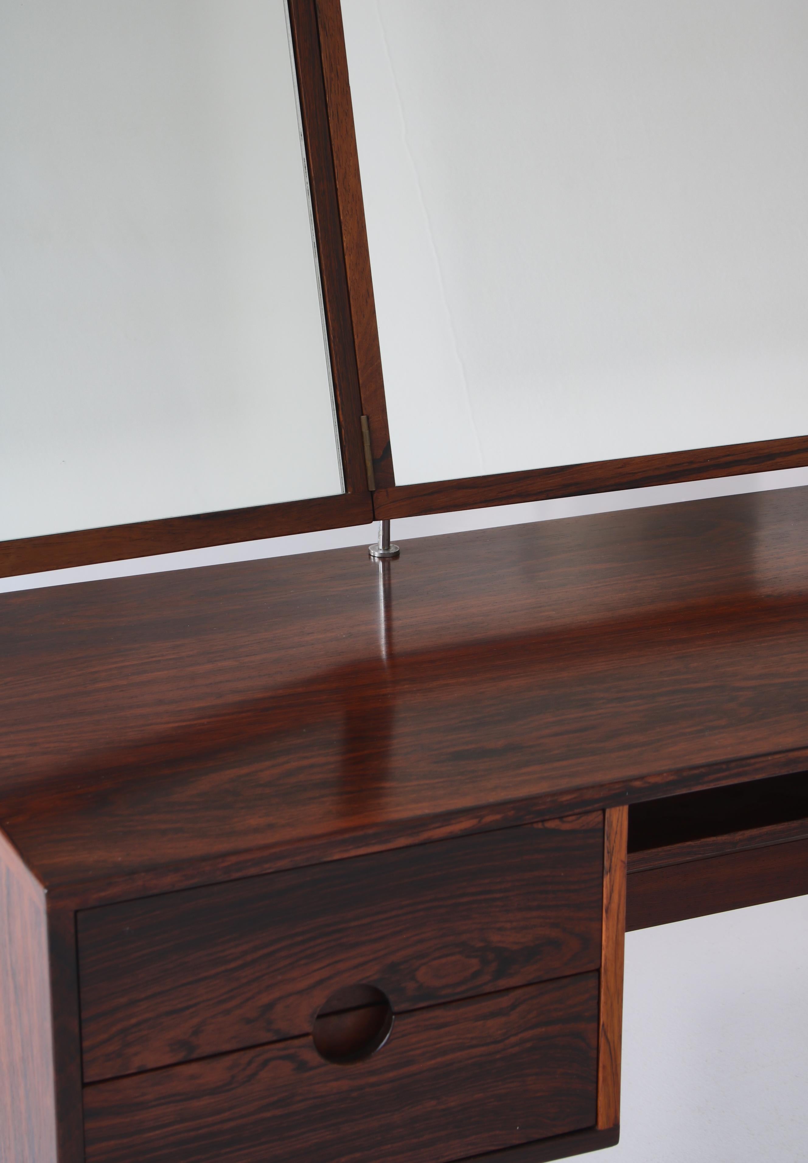 Kai Kristiansen Rosewood Vanity Table with Mirrors by Aksel Kjersgaard, 1960s 12