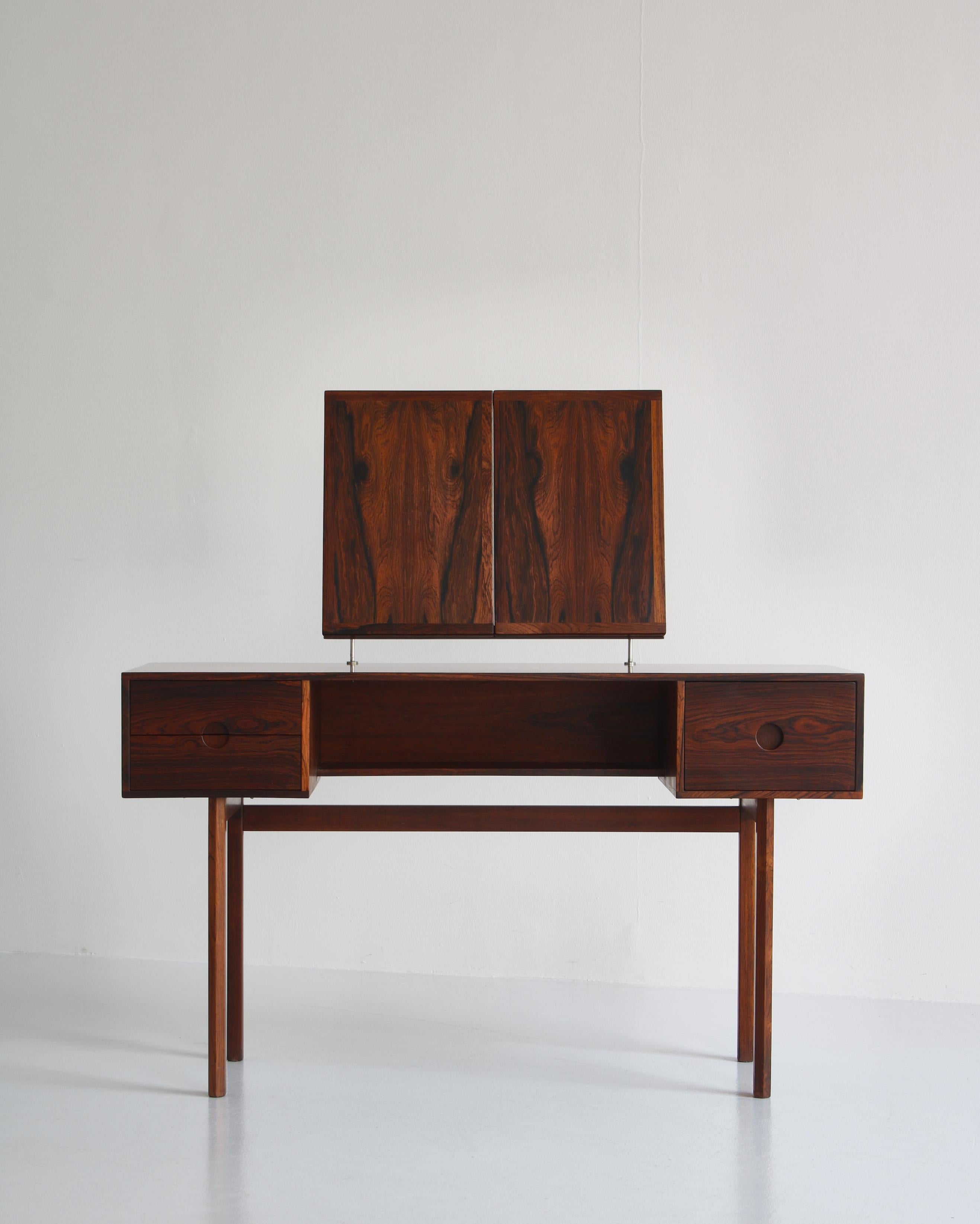 Kai Kristiansen Rosewood Vanity Table with Mirrors by Aksel Kjersgaard, 1960s In Good Condition In Odense, DK