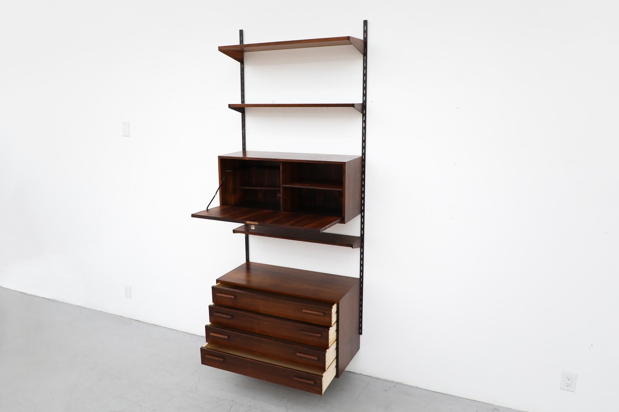 Kai Kristiansen Rosewood Wall Mount Shelving System for FM Mobelfabrik In Good Condition In Los Angeles, CA