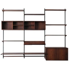 Kai Kristiansen Scandinavian Dark Wood Shelves System for FM Møbler, 1960s