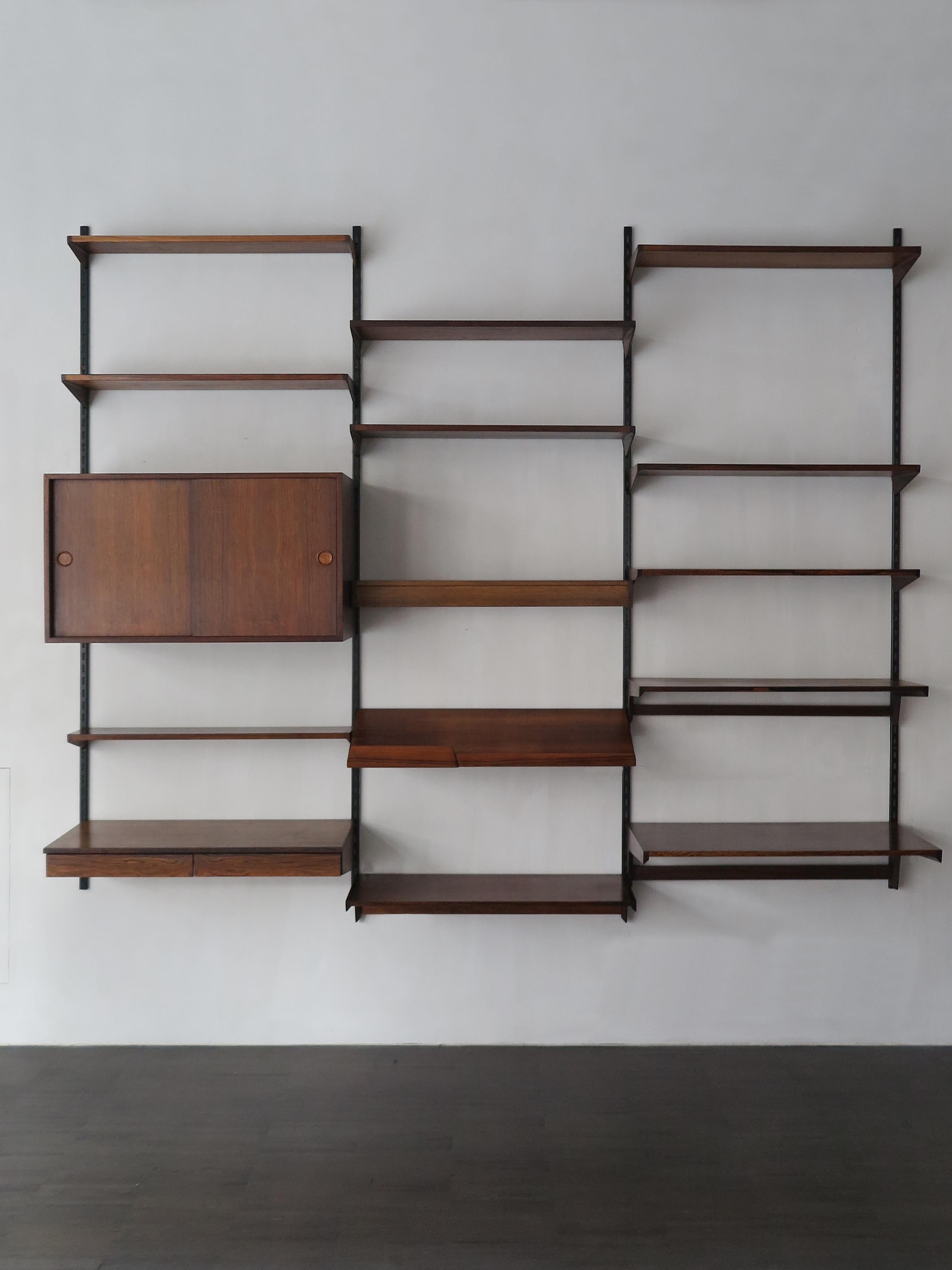 Scandinavian Modern Kai Kristiansen Scandinavian Dark Wood Shelves System for FM Møbler, 1960s